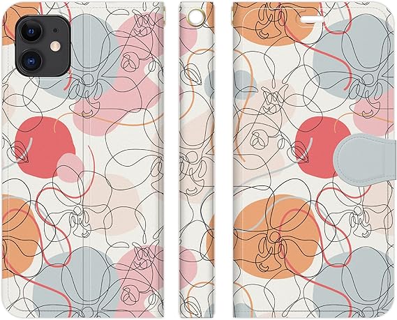 Amazon Co Jp Ruuu Iphone 12 Mini 手帳型 スマートフォン Iphoneケース カバー ドローイング アート 花柄 花 フラワー 線画 一筆書き イラスト 女性 水玉 くすみカラー モーヴ くすみ ユニーク おしゃれ 個性的 きれい 韓国 トレンド 流行 人気 かわいい 家電