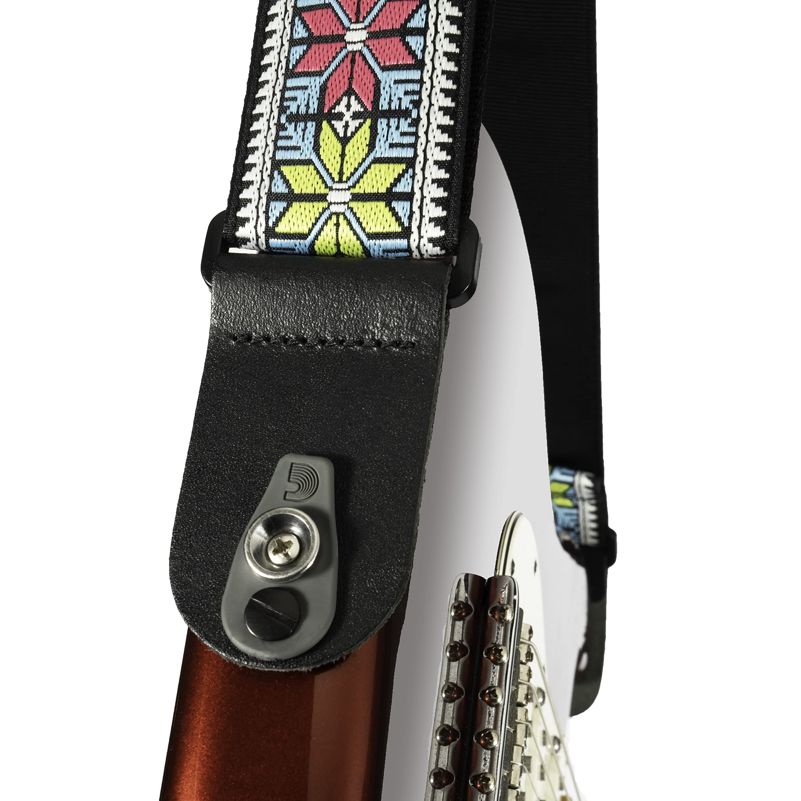 D’Addario 50BAL01 Auto Lock Guitar Strap, Black Padded Stripes