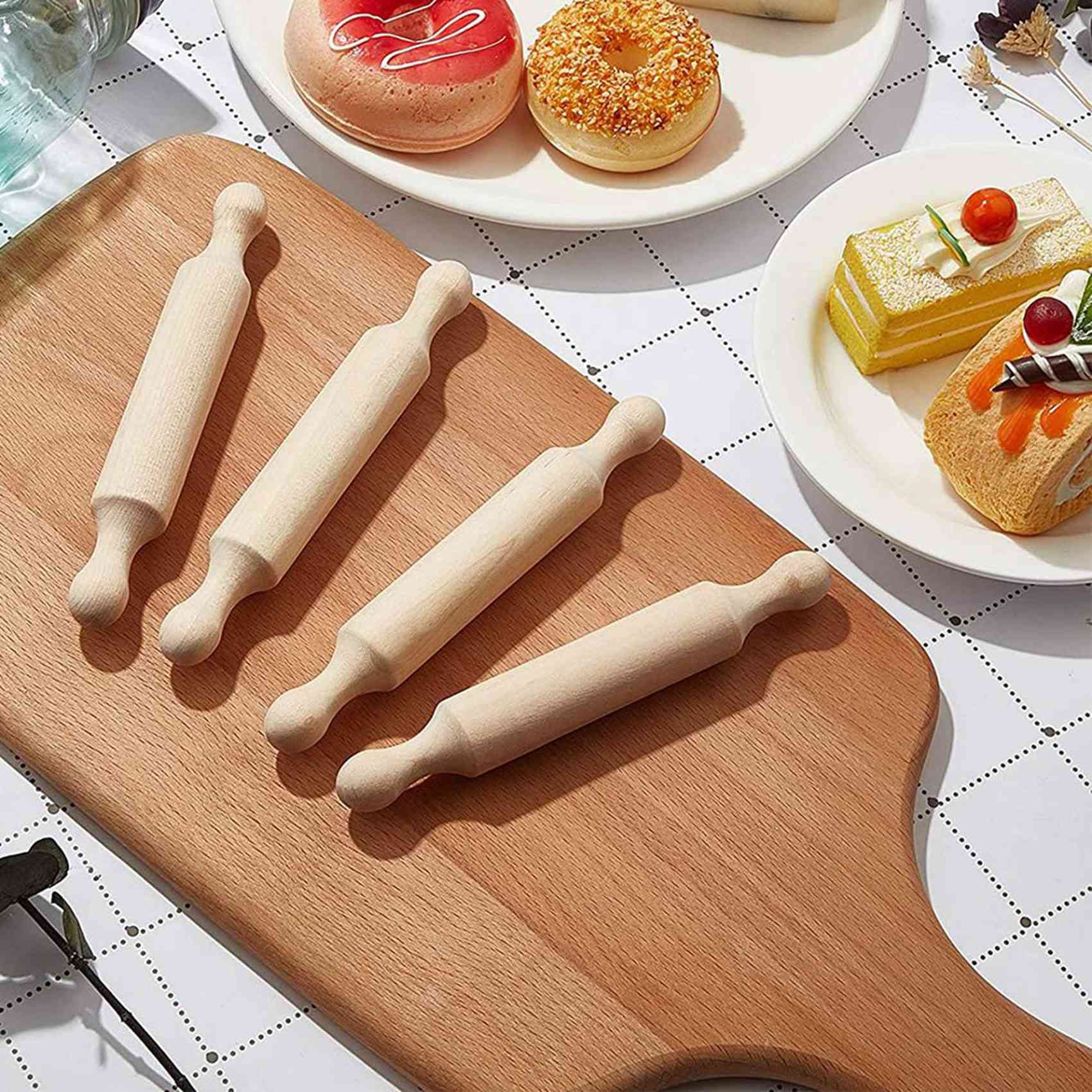 Mini Rodillo de Madera de 75 Piezas, 6 Pulgadas de, Rodillo para Hornear de Cocina, Rodillo Pequeño para Masa de Madera para Niños, Fondant