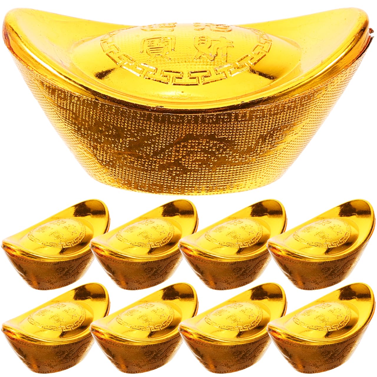 KALLORY 12pcs Golden Plastic Ingot Shape Candy Boxes for Food Packaging and Storing Cookies and Candy, Decorative Chic Style for Birthdays and Other Celebrations