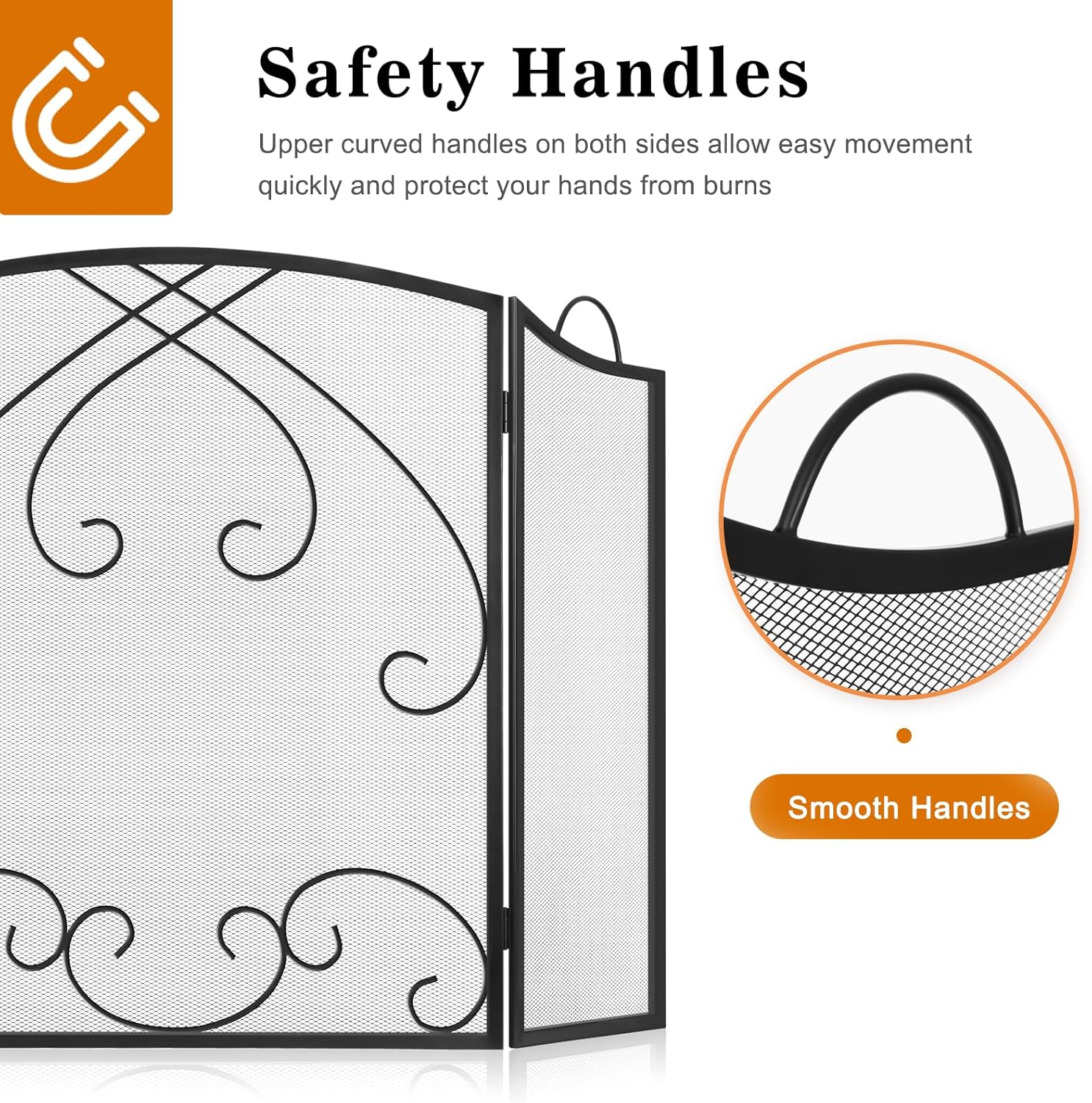 Gtongoko 29in Fireplace Screen with Handle Bundle 4ft Firewood Rack Outdoor with Cover