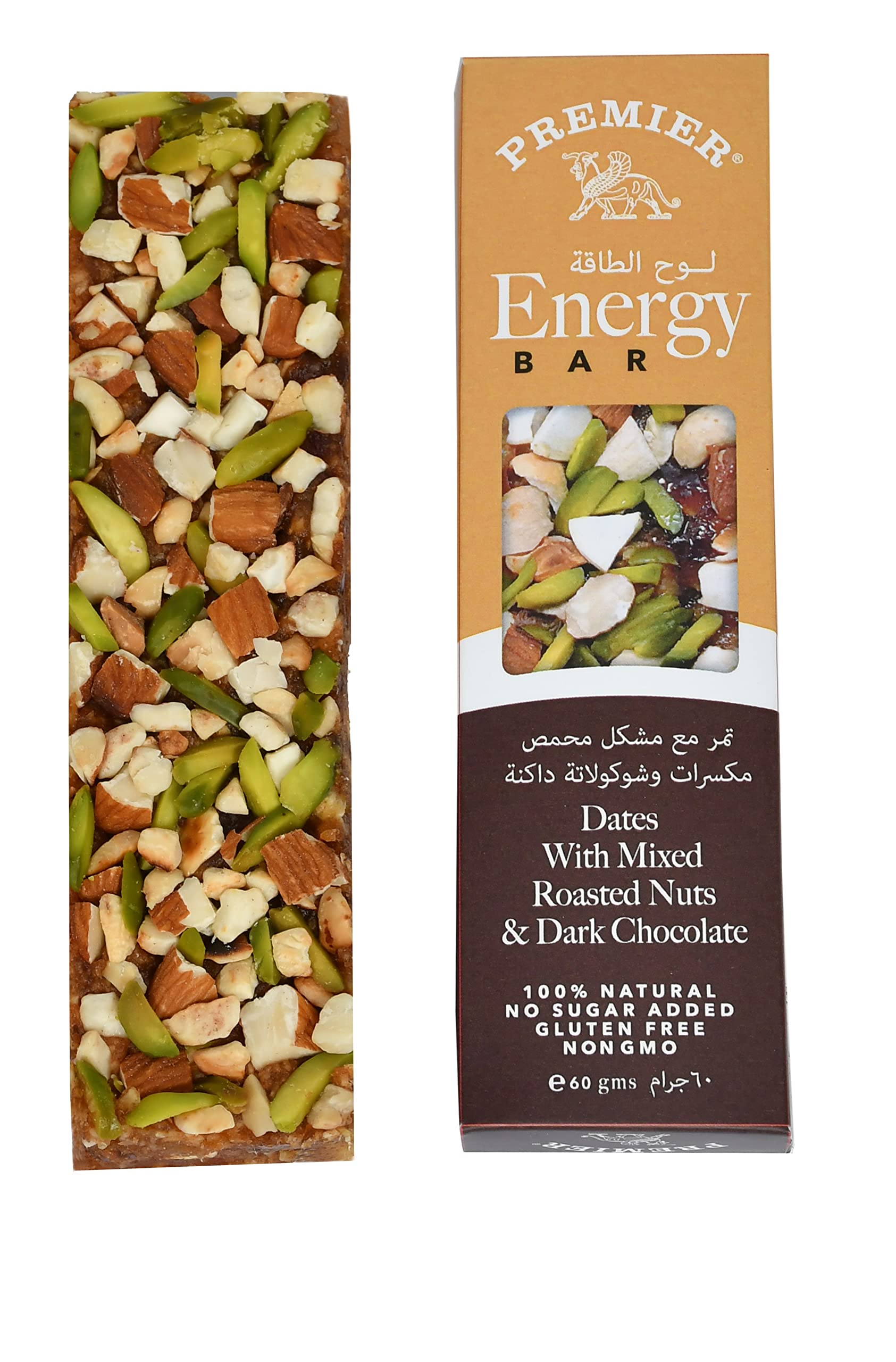PREMIER ENERGY BAR: DATES WITH MIXED ROASTED NUTS & DARK CHOCOLATE (60g x 12 BARS)