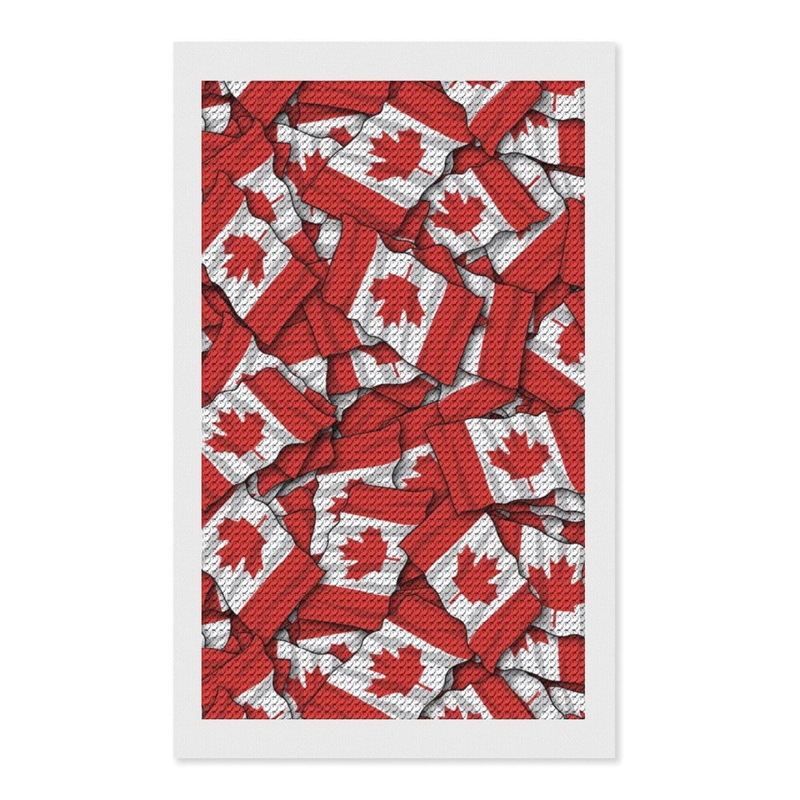 Nclqvjxzkhw Style Canada Flag Diamond Art Painting For Adult Round Diamonds Pictures Arts Crafts Home Wall Decor 12"X20"