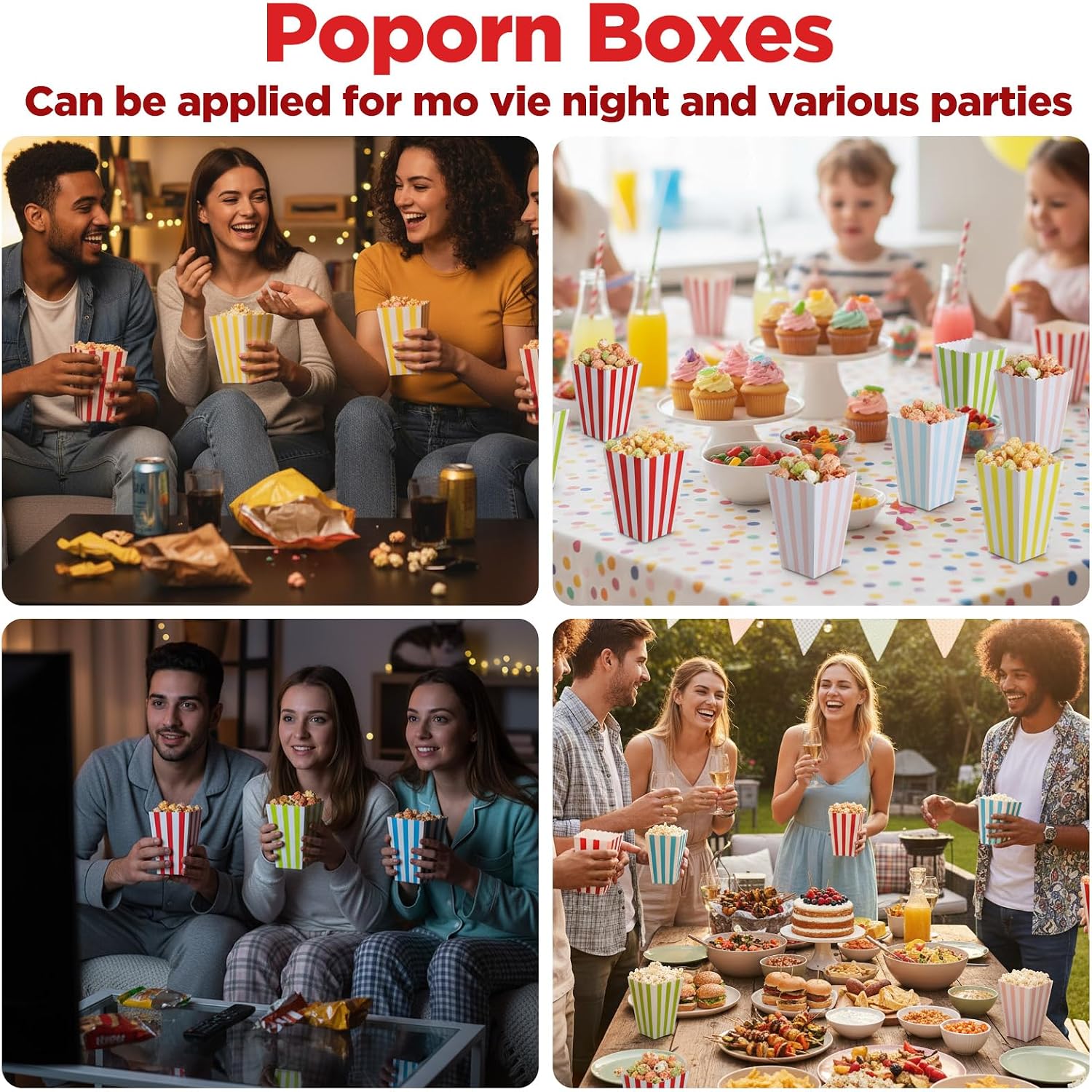guduling 20pcs Mini Popcorn Boxes, Pastel Popcorn Boxes, Paper Popcorn Holders, Pop Corn Box for Birthday Party Movie Supplies (5 Colors)