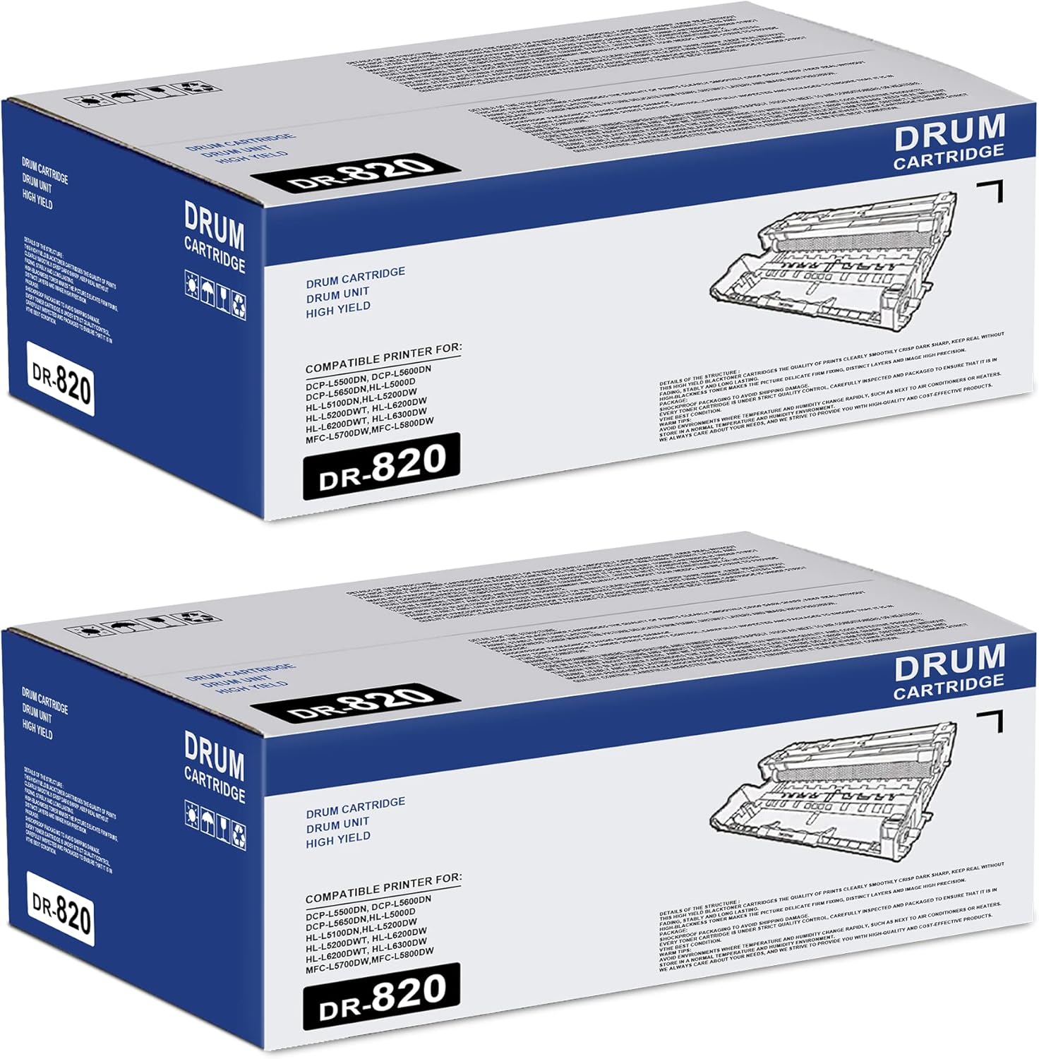 DR820 (DR820) 𝑯𝒊𝒈𝒉 𝒀𝒊𝒆𝒍𝒅 Black Drum Unit 2Pack, LVELIMIT