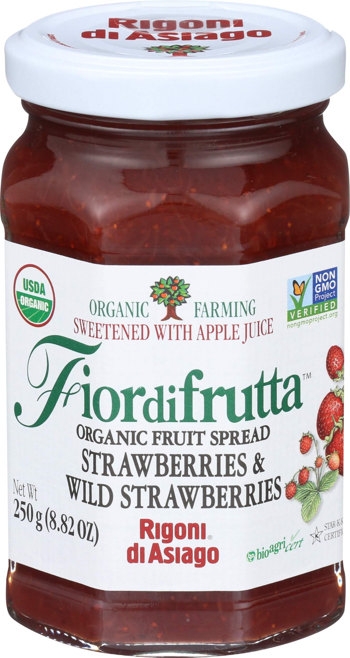 Fior Di Frutta, Fruit Spread Wild Strawberries Organic, 8.82 Ounce