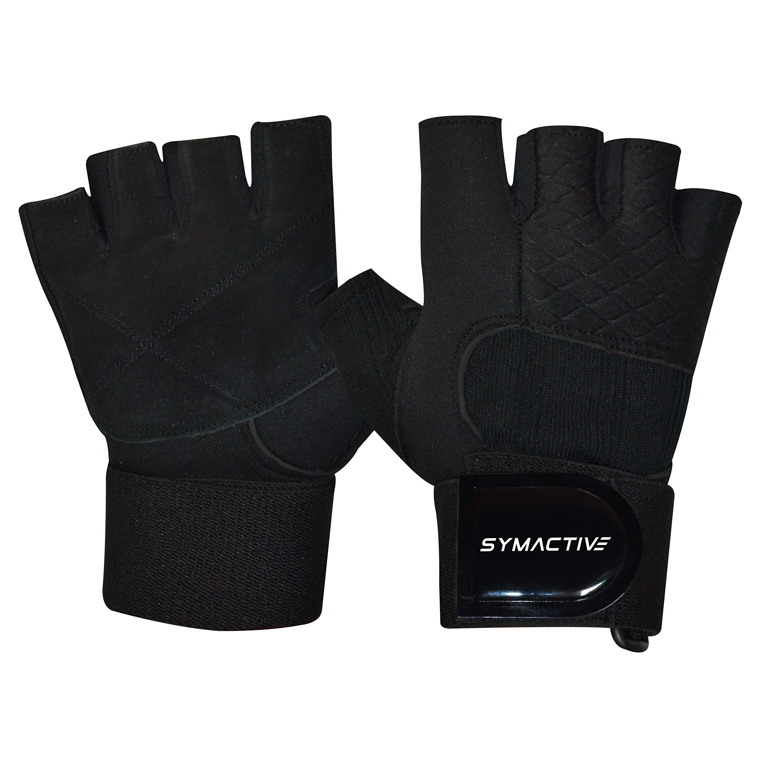 Amazon Brand - Symactive Leatherette Gym Training Gloves, Medium, Black (B0872DN271) Amazon Price History, Amazon Price Tracker