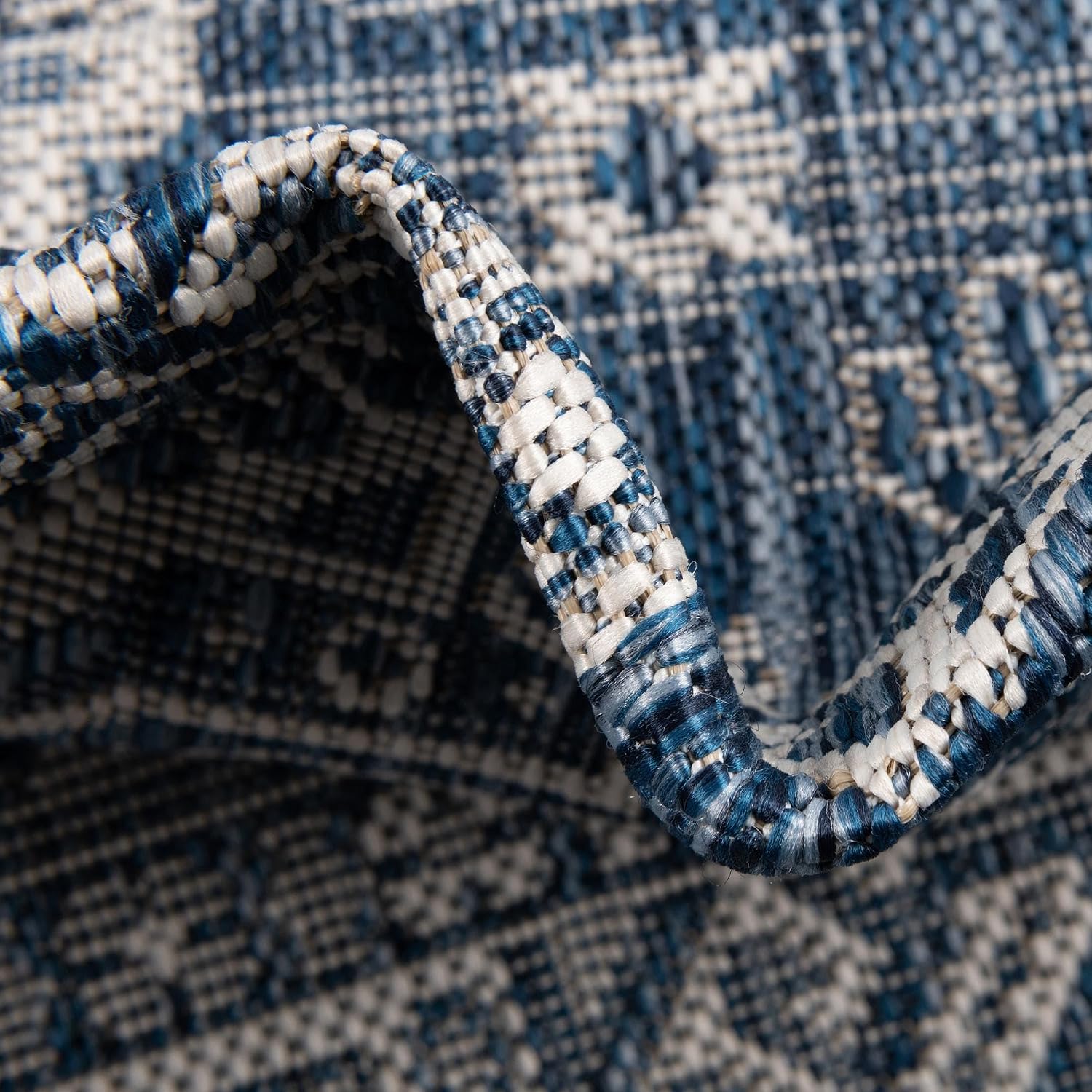 Rugs.com - Outdoor Aztec Rug – 3' 1 x 5' 3 Blue Indoor/Outdoor Rug – Flatweave Stain-Resistant Area Rug for Patios, Decks, and Porches