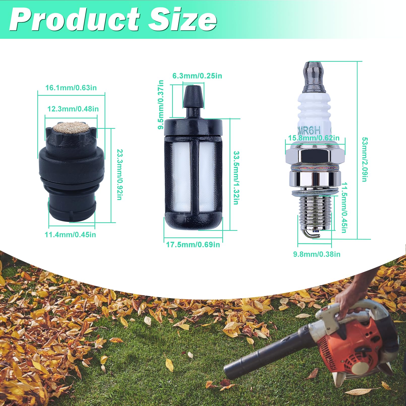 Adefol - Kit cilíndrico para Stihl BG56 BG56C SH56 SH56C BG86 BG86C BR200 SH86 SH86C SR200 - Soplador de hojas, cilindro delantero filtro de combustible, bujía, repuesto 4241 020 120