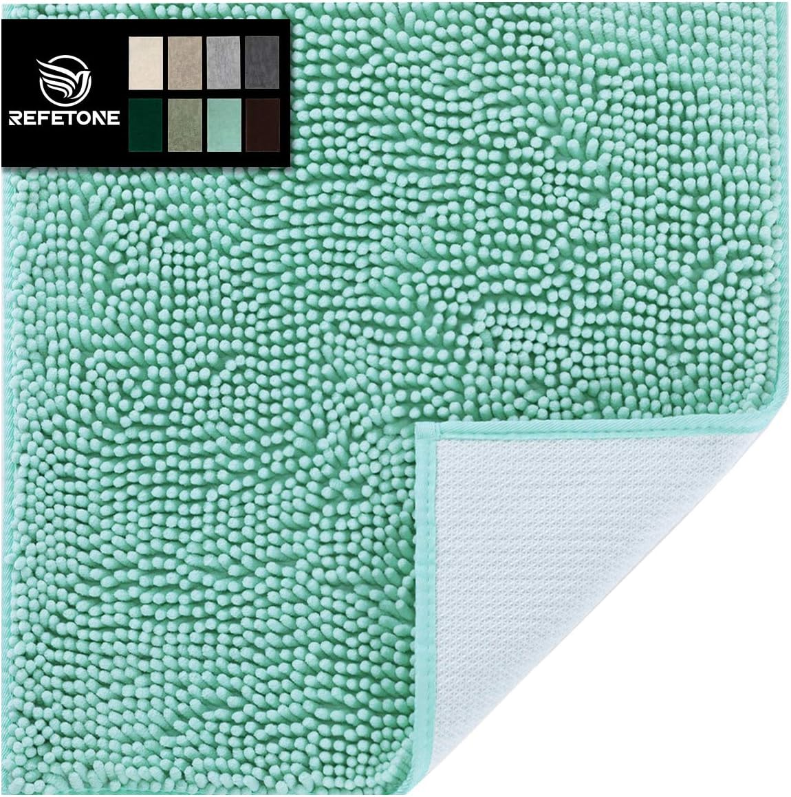 Chenille Bathroom Rug Non Slip Bath Mat for Bathroom, 24x16, Extra Soft and Absorbent Shaggy Bathroom Mat Machine Washable Bath Rug for Bathroom Thick Plush Rugs for Shower, Light Blue