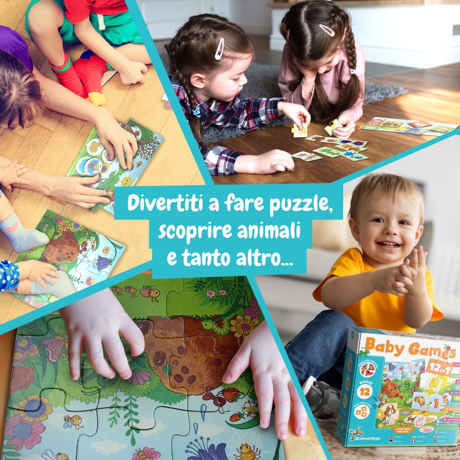 Science4you Giochi per Bambini 12 in 1 - Giochi Educativi 2 3+ Anni, 12+ Giochi da Tavolo Divertenti per Bambini: Moduli, Puzzle, Colori e Molto Altro, Regalo per Bambina e Bambino 2 3+ Anni