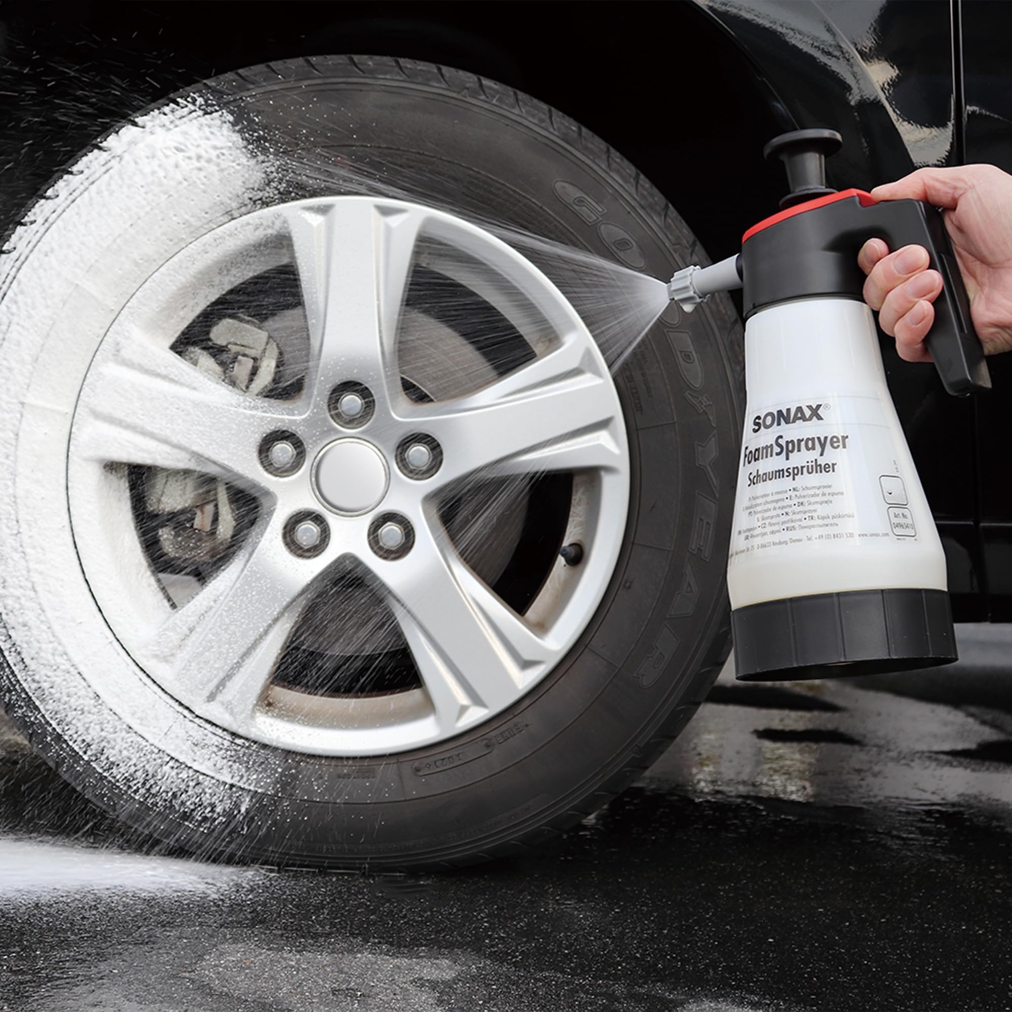 SONAX FoamSprayer 1 litr (1 sztuka) rozpylacz piankowy dla równomiernego spieniania i jeszcze dokładniejszego efektu czyszczenia, nr art. 04965410