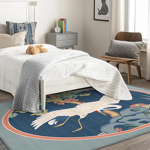 Miniatura 2 de ZDABAOEC Alfombra japonesa de 2 x 3, alfombra de grúa japonesa para dormitorio, sala de estar, entrada, alfombra pequeña con patrón de estilo