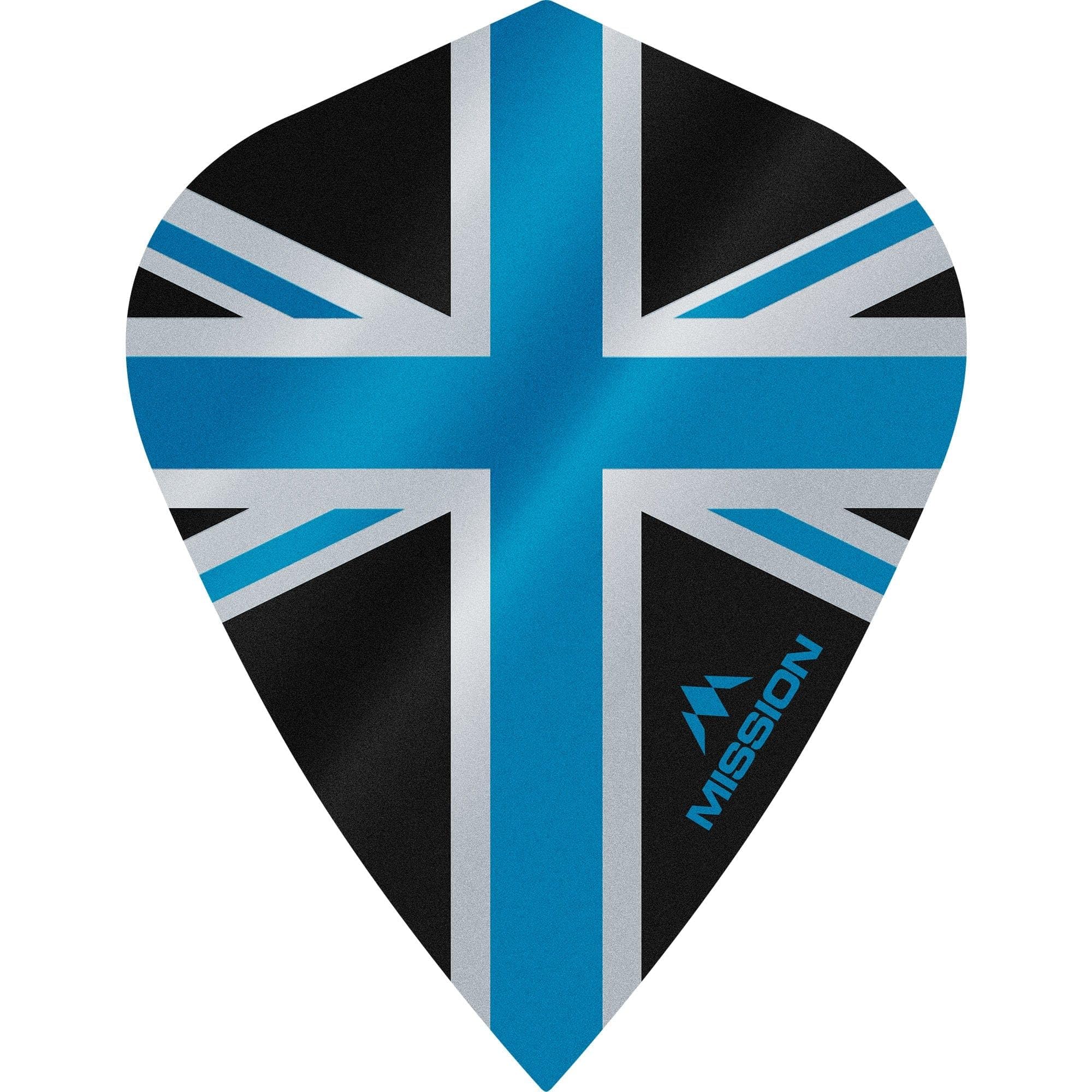 Mission Darts Alliance Flights | Extra Strong Premium UV Flights | Union Jack Kite Shape 100 Micron, Blue, 5 Sets of 3 Flights (5xF3089)