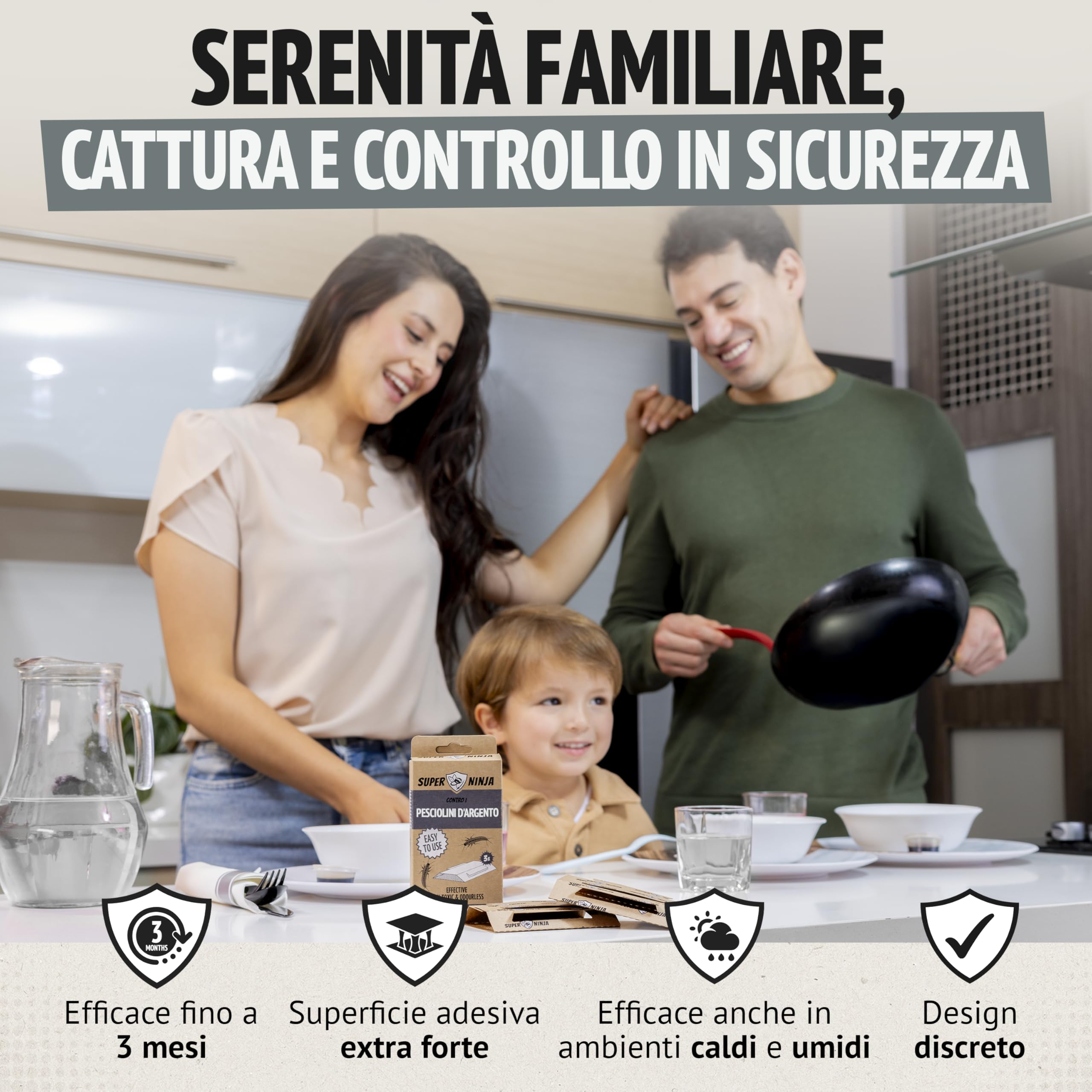 Super Ninja Trappola per Pesciolini d’Argento – 10 Pezzi, Trappole per Pesciolini d'argento, Adesive con Attrattivo Integrato, Inodori e Atossiche per Bagni, Cucine e Cantine – Efficaci fino a 3 Mesi