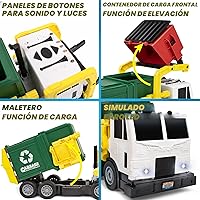 Vista 5 de JOYIN Juego de juguetes de camión de basura de fricción grande, incluye contenedor, cubos de basura y tarjetas de aprendizaje para niños, juguetes