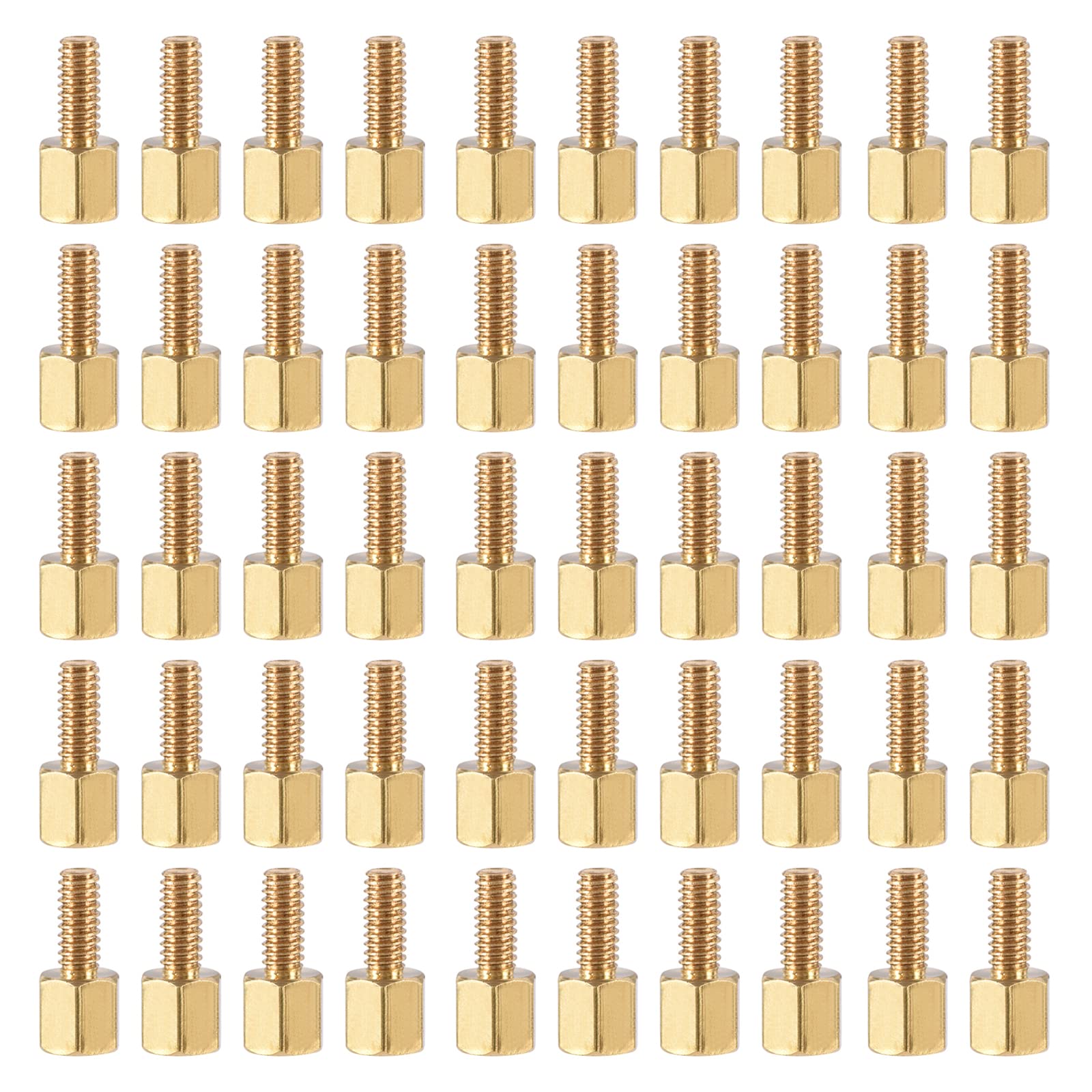 YOKIVE 50 Pcs M2.5 Standoff Screws, Brass Hex PCB Standoffs, Keep Height Consistent, Great for Motherboard (Gold Tone, 4mm+6mm)