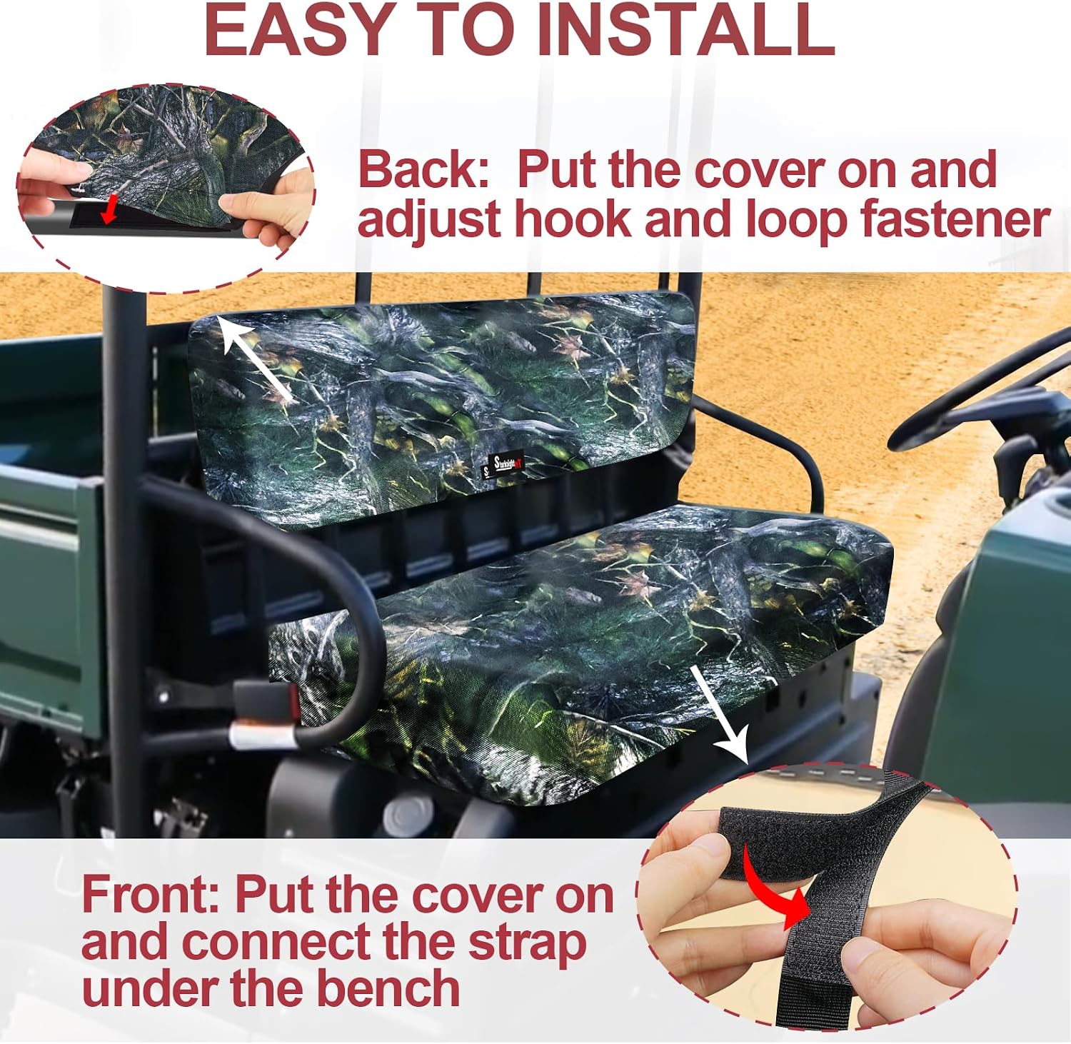 StarknightMT UTV Bench Mule Seat Covers Compatible with Mule 3010 4010 3000 3020 4000 2001-2023 2025, Waterproof 1680D Oxford Fabric, Camo
