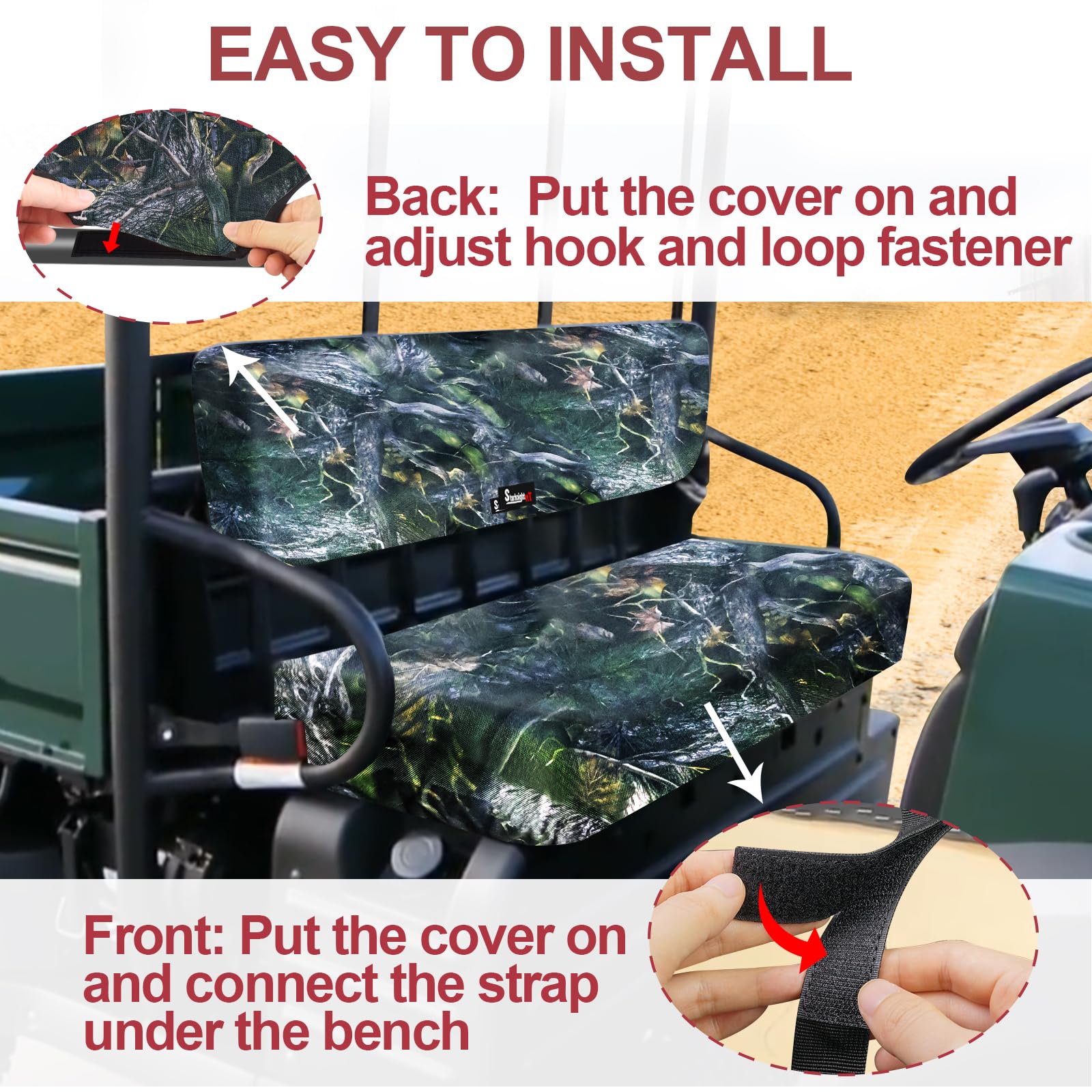 StarknightMT UTV Bench Seat Cover For Kawasaki Mule 3000 3010 4000 4010 - Water-Resistant Oxford Fabric 3 thumbnail image