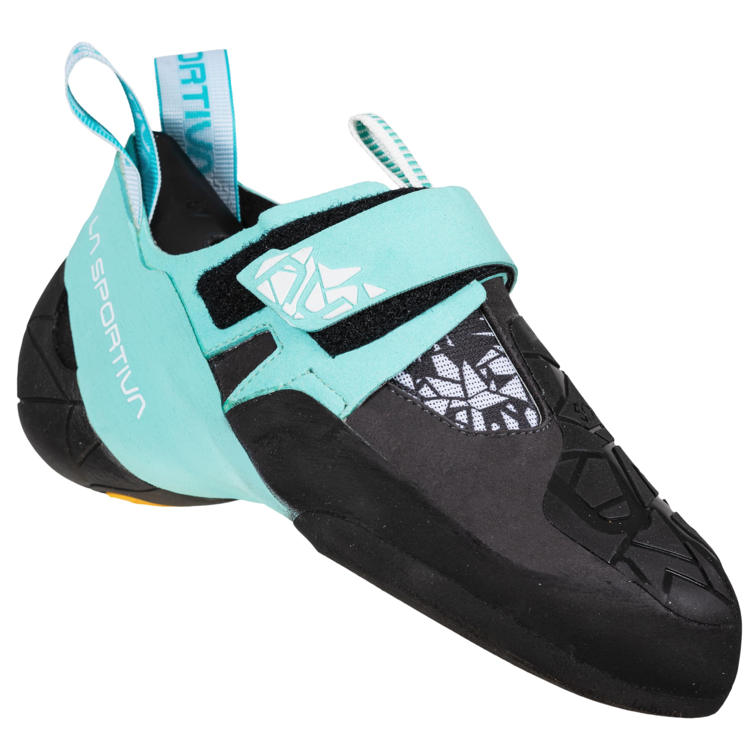 La Sportiva Womens Skwama Vegan Performance Rock Climbing Shoe, Carbon/Turquoise, 8