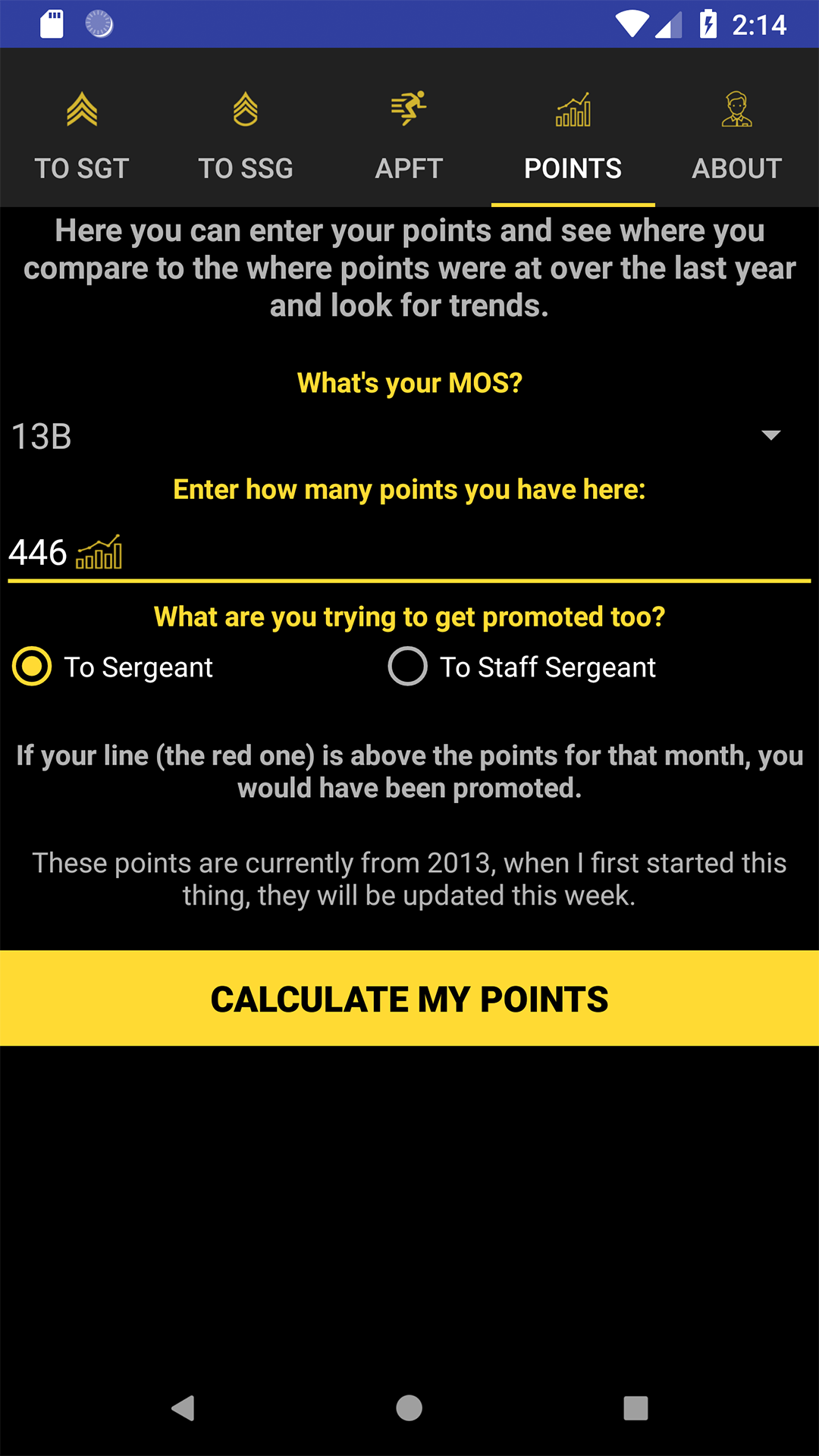 Army Promotion Point Calculator App on Amazon Appstore