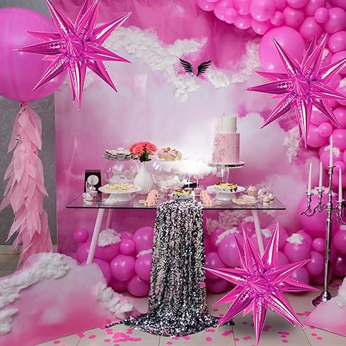 Vista 30 de ZAKVOOR 60 globos con forma de estrella, 12 puntas de aluminio, decoración de fiesta, globos para Navidad, Año Nuevo, graduación, cumpleaños (dorado)