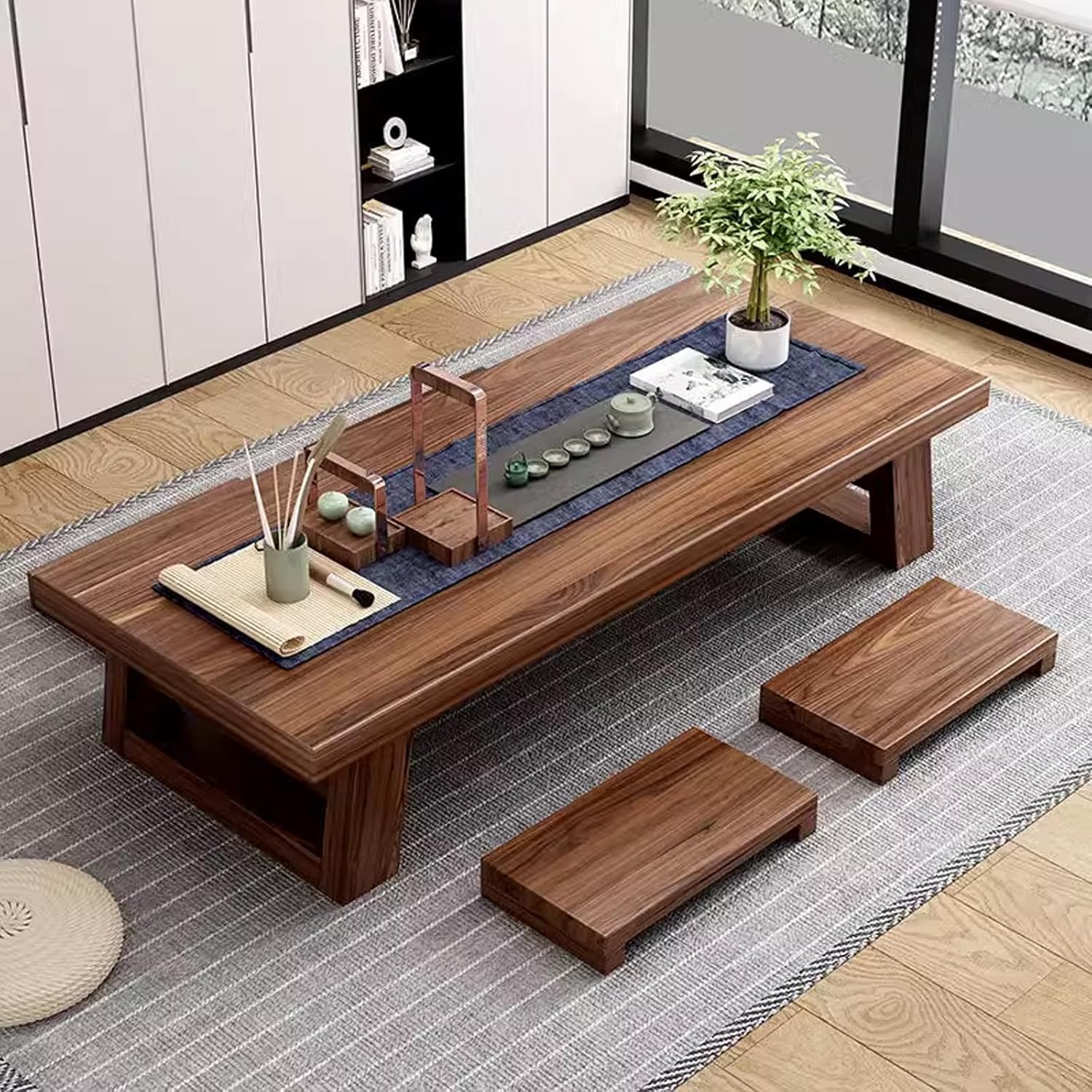 Japanese Style Low Floor Table Solid Wood Tea Table Chabudai Coffee