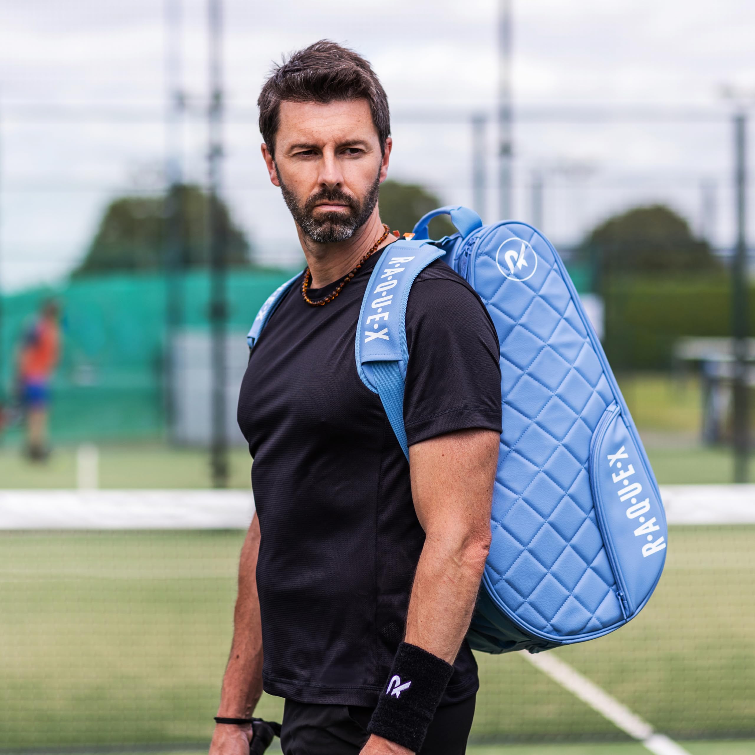 Raquex Elite gesteppte Padelschlägertasche (bis zu 4 Schläger) – Blau oder Schwarz – Padeltasche aus Kunstleder für Herren und Damen. Gepolsterte Padelschläger-Schutztasche – luxuriöses Padel-Geschenk