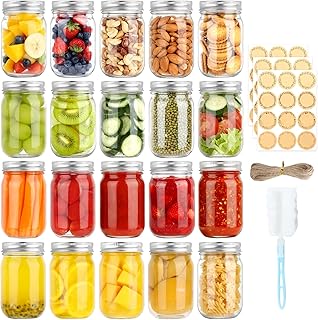20 Pack 12 oz Mason Jars with Lids and Bands, Regular Mouth Canning Jars...