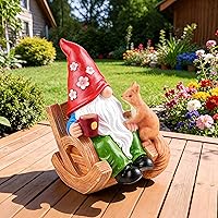 Buildopia 7.1" Funny Coffee Drinking Garden Gnome Statue with Squirrel - Resin Outdoor Patio Yard Decor, Indoor Coffee Bar Figurine, Ideal Gift