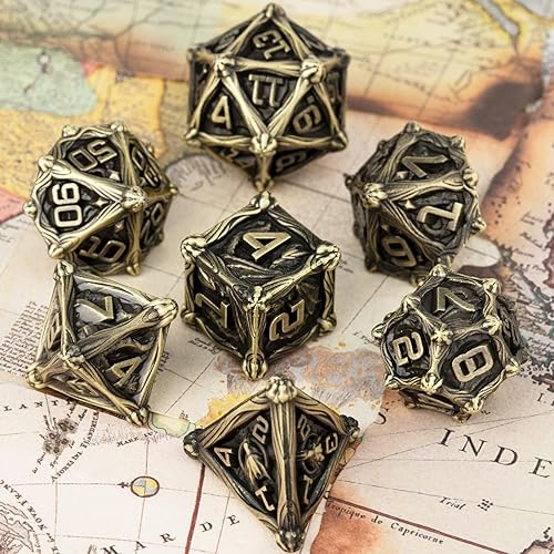 Miniatura 2 de Surpass DND - Juego de dados de metal, 7 piezas, para juegos de rol, dados poliédricos, regalos de mazmorras y dragones (turquesa antigua)