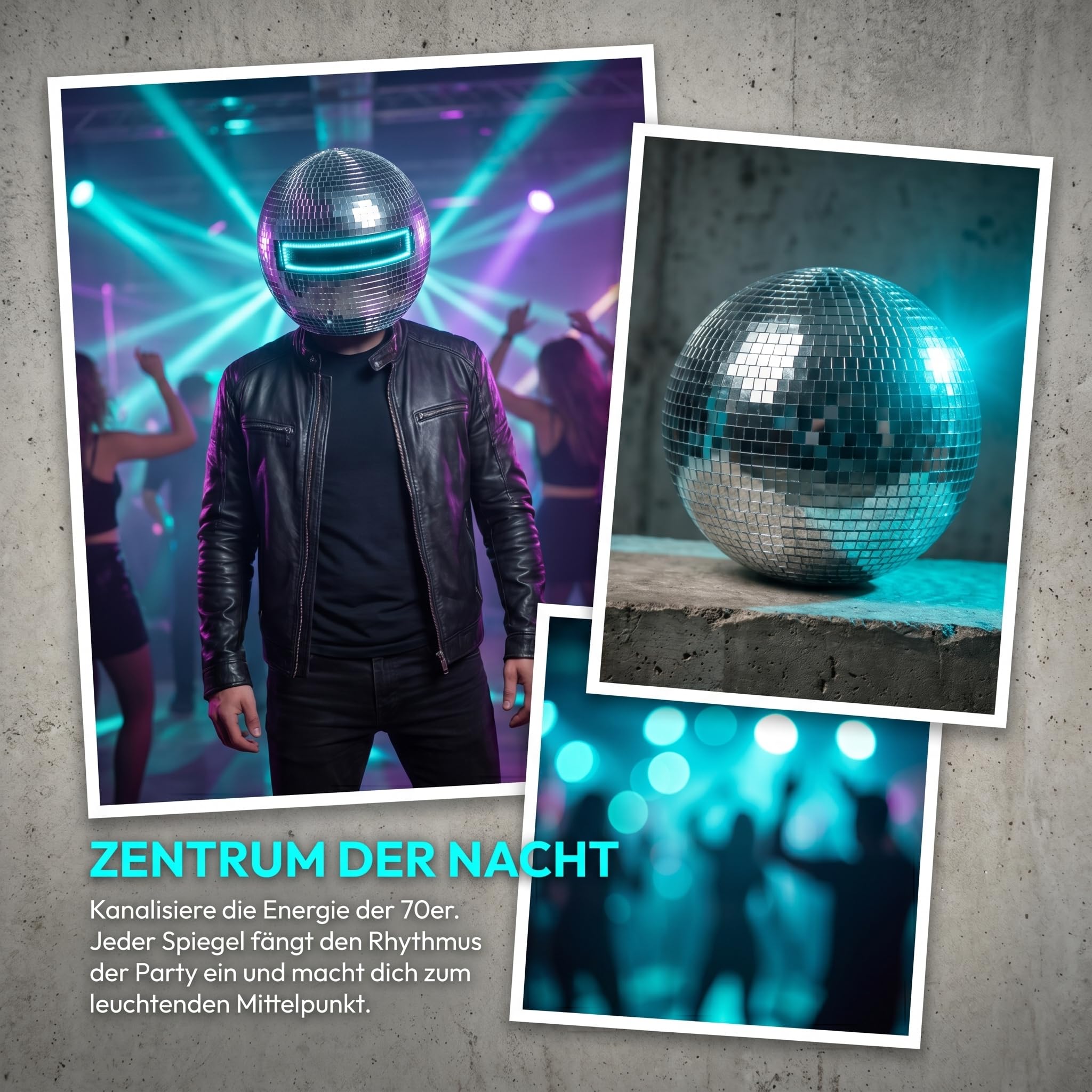 15.7in Discokugel Helm voll mit Spiegeln, Disco Kugel Helm reflektiert Licht, Discokugel Hut lässt dich in Bars und Clubs ins Blickfeld rücken