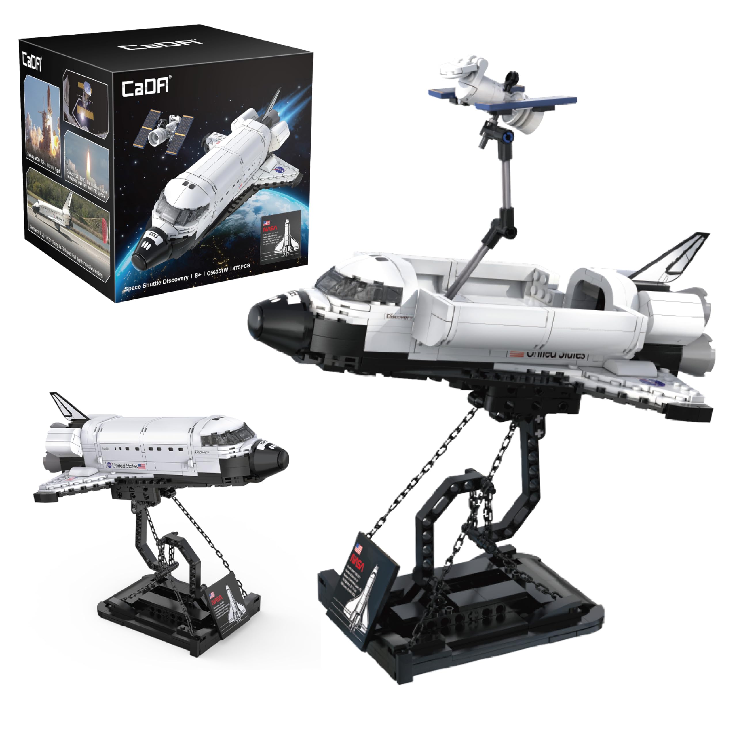 CADA Bricks - NASA Space Shuttle Discovery Building Set with Satellite & Display Stand, 4…