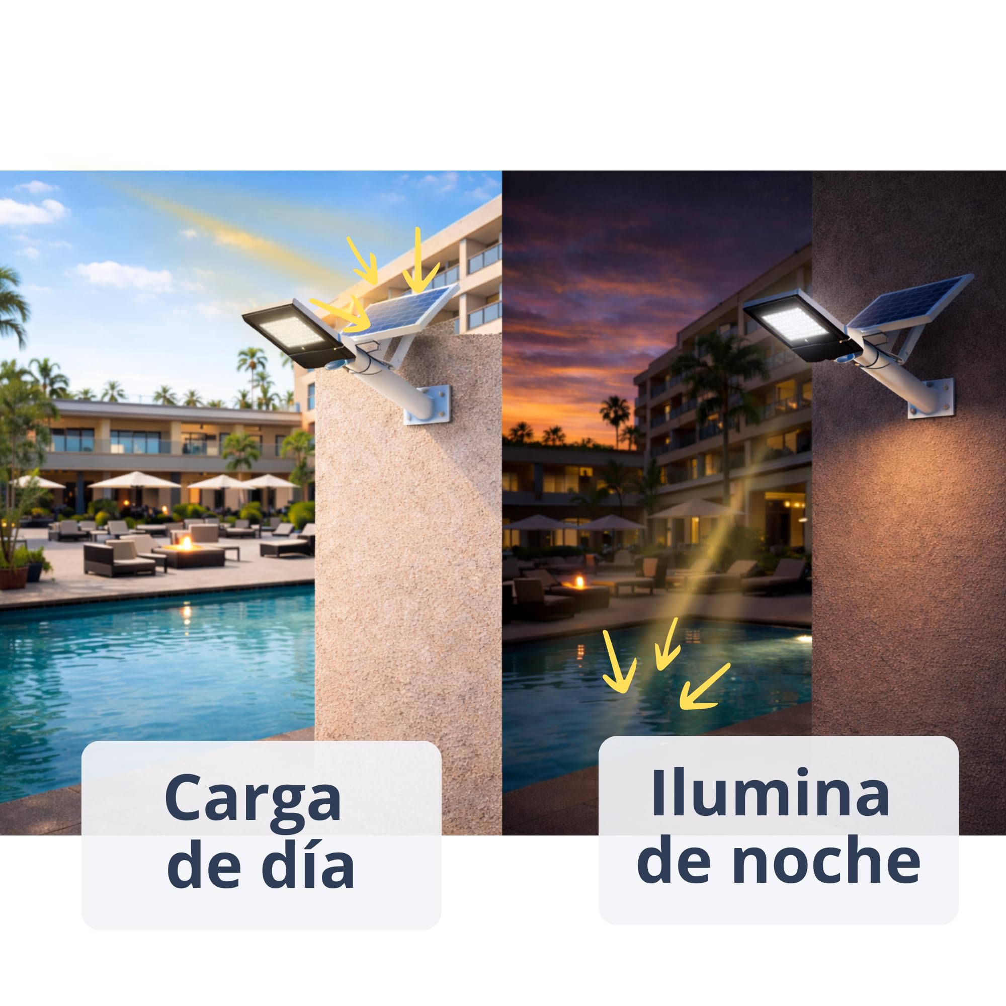 Jandei - Farola Solar Exterior 4000 Lúmenes, Impermeable IP65, Panel Solar y Mando a Distancia, Luz Blanca Fría 6000K, Ideal para Jardín, Patio, Camino y Muro