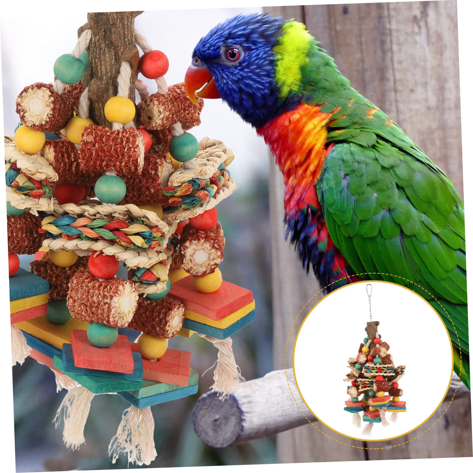 minkissy Juguete masticable para loro, juguete para masticar pájaros, juguete para pájaros pequeños, juguete interesante para cacatúas, juguete de loro para pájaros grandes, juguete de jaula de