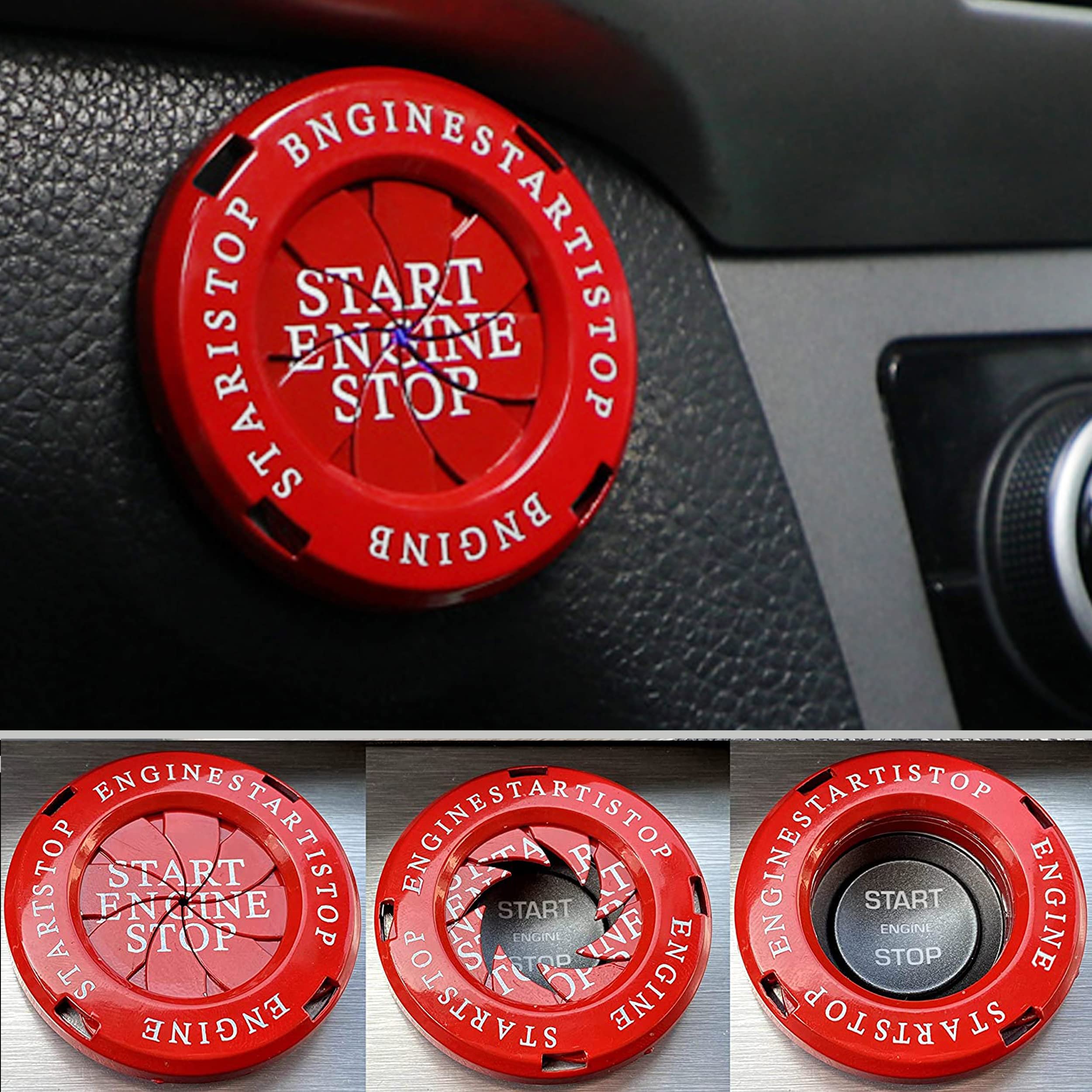 Amazon | エンジン スタートボタン カバー 車用スターターリング