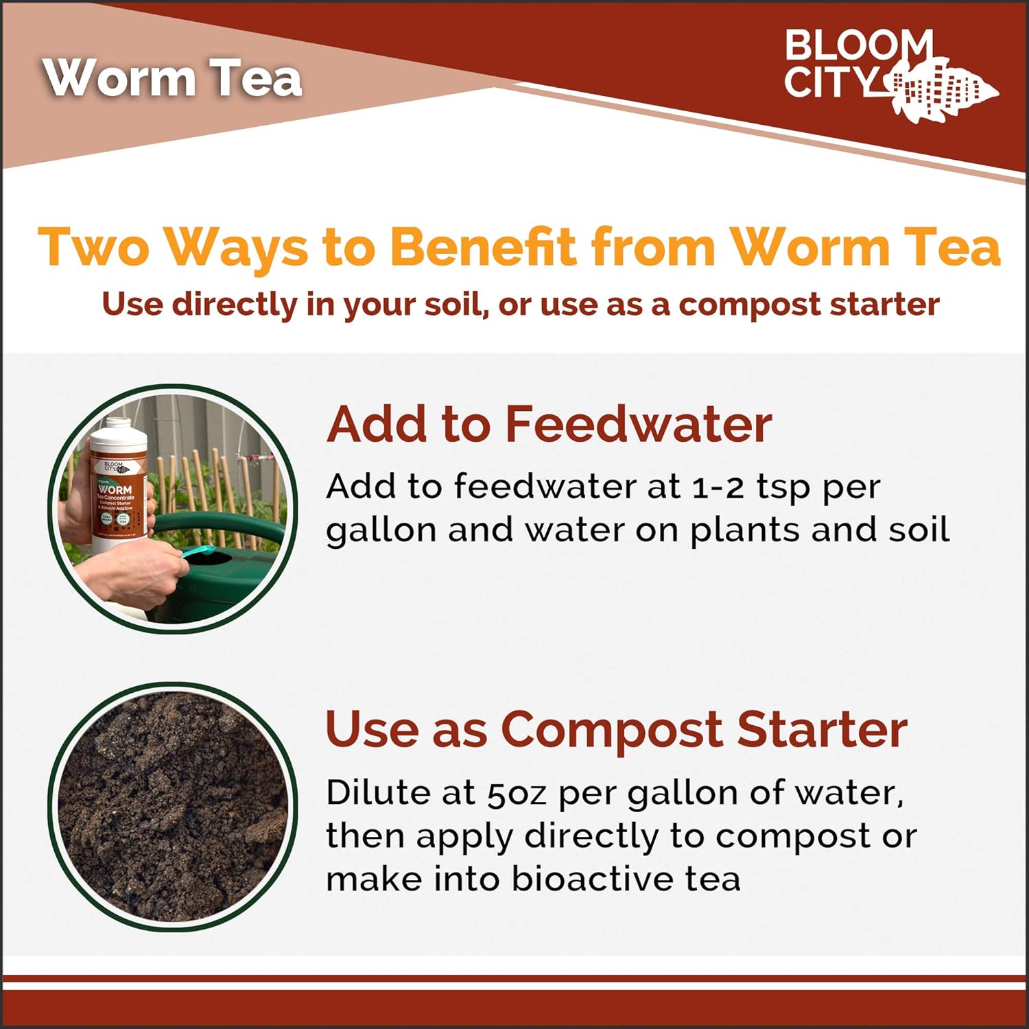 Organic Worm Tea Concentrate and Compost and Bokashi Booster by Bloom City, Gallon(128 oz)