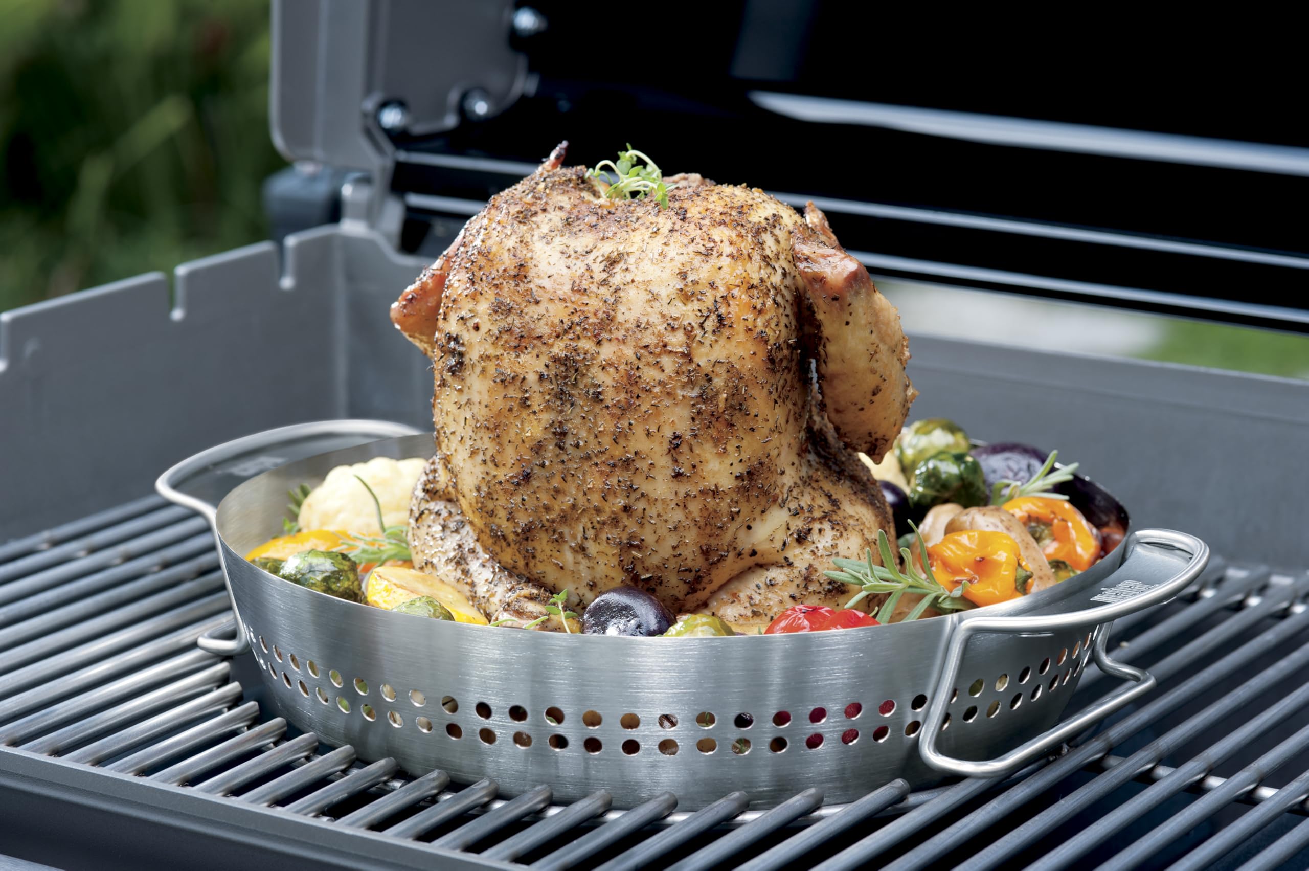 Weber Geflügelhalter Edelstahl für Gourmet BBQ System - saftiges Grillen von Hähnchen und Pute, spülmaschinenfest – Silber (8838)