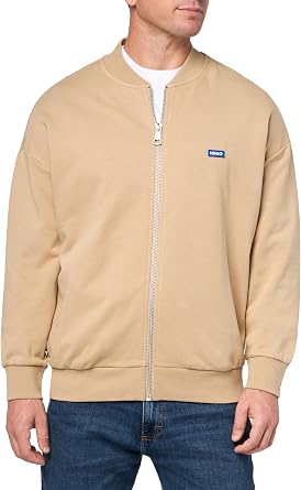 HUGO Mens Twill French Terry Zip Up Bomber Sweatshirt