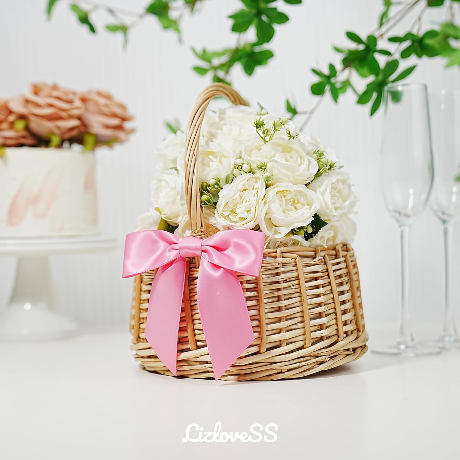 Pink Satin Ribbon Twist Tie Bows 5 Inch Pre-Tied Hot Pink Gift Bows for Crafts, Treat Bags, Party Favors, Wedding, Baby Shower, Candy Apple, Christmas Tree (36 Pack) - Image 8