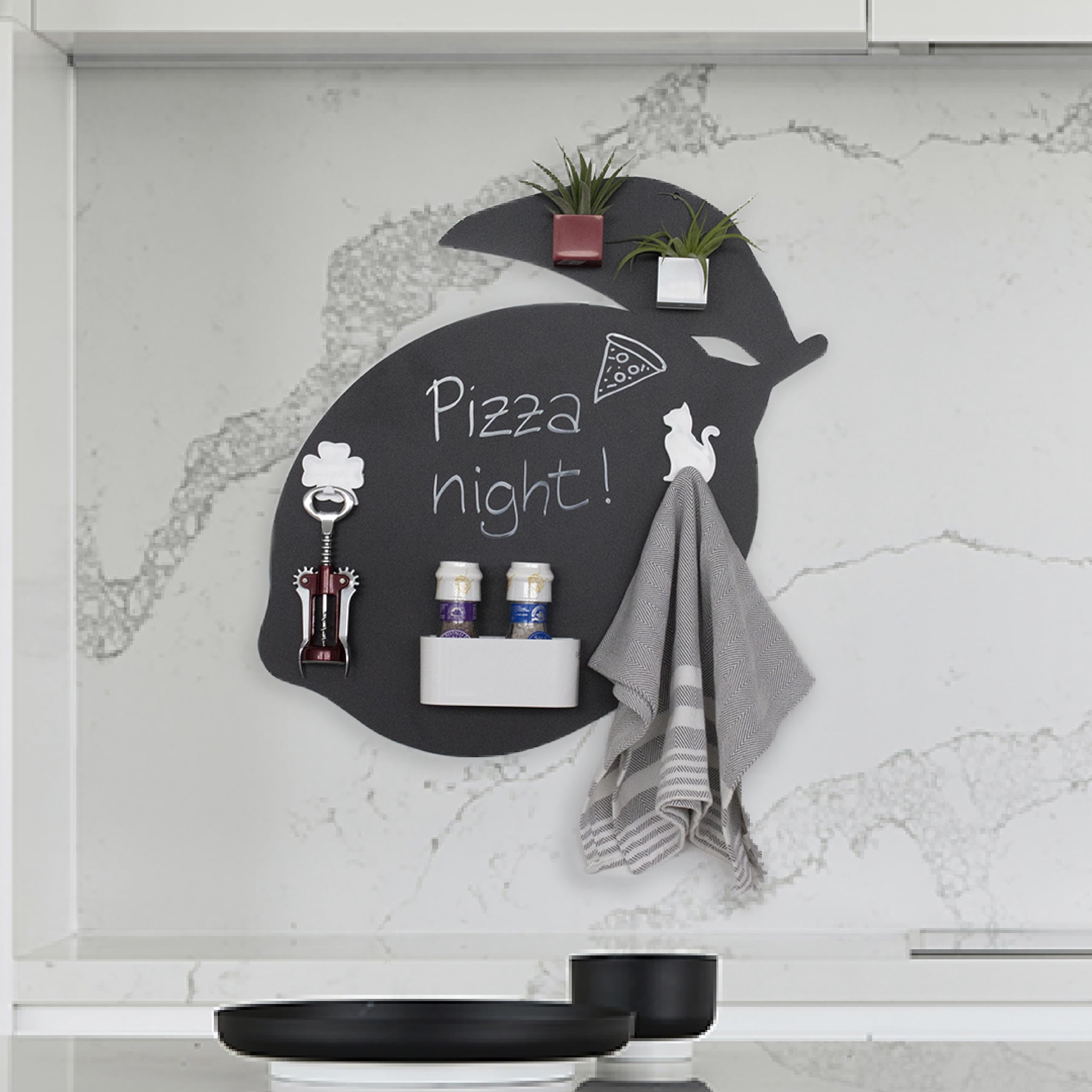 KalaMitica - Tableau magnétique mural - inscriptible et effaçable avec craies - Citron - Noir Anthracite - 56 x 38 cm