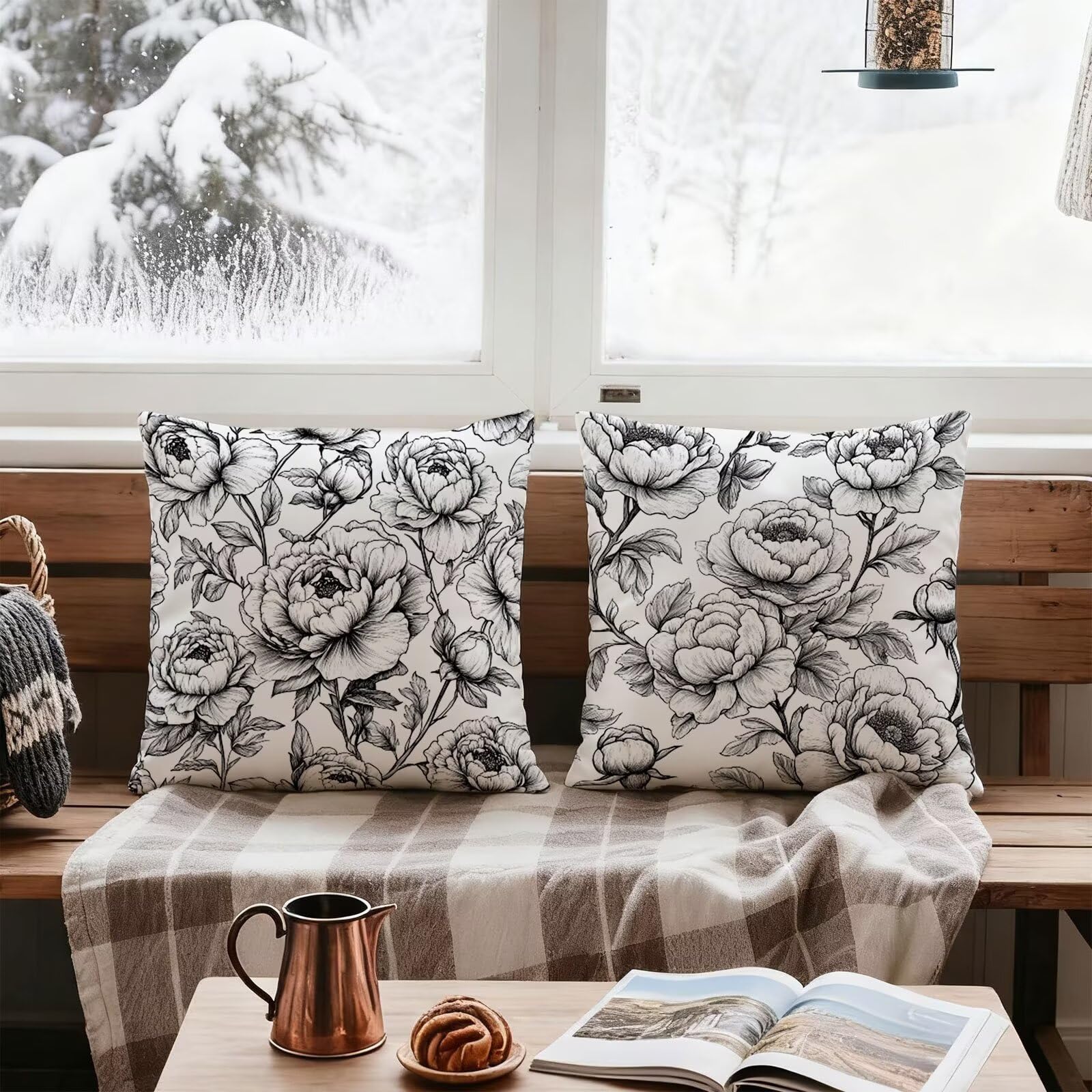 Gris Funda Almohada 60x60 Flor Funda Cojin 60x60 Cojines Sofa Lino Fundas Almohadas Cuadrada Fundas Cojines Juego 4 Protector Almohada Cervicales y Cuello Pillows, para Exterior Dormitorio E - 779