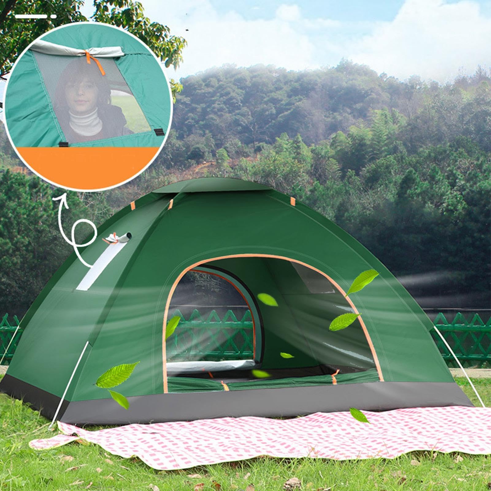 Tenda Cabina | Istantanea Portatile Robusto,Tenda Da Campeggio Impermeabile per 2 Persone | per Picnic Road Trip Pesca Caccia Arrampicata Montagna Bordo Del Lago Spiaggia