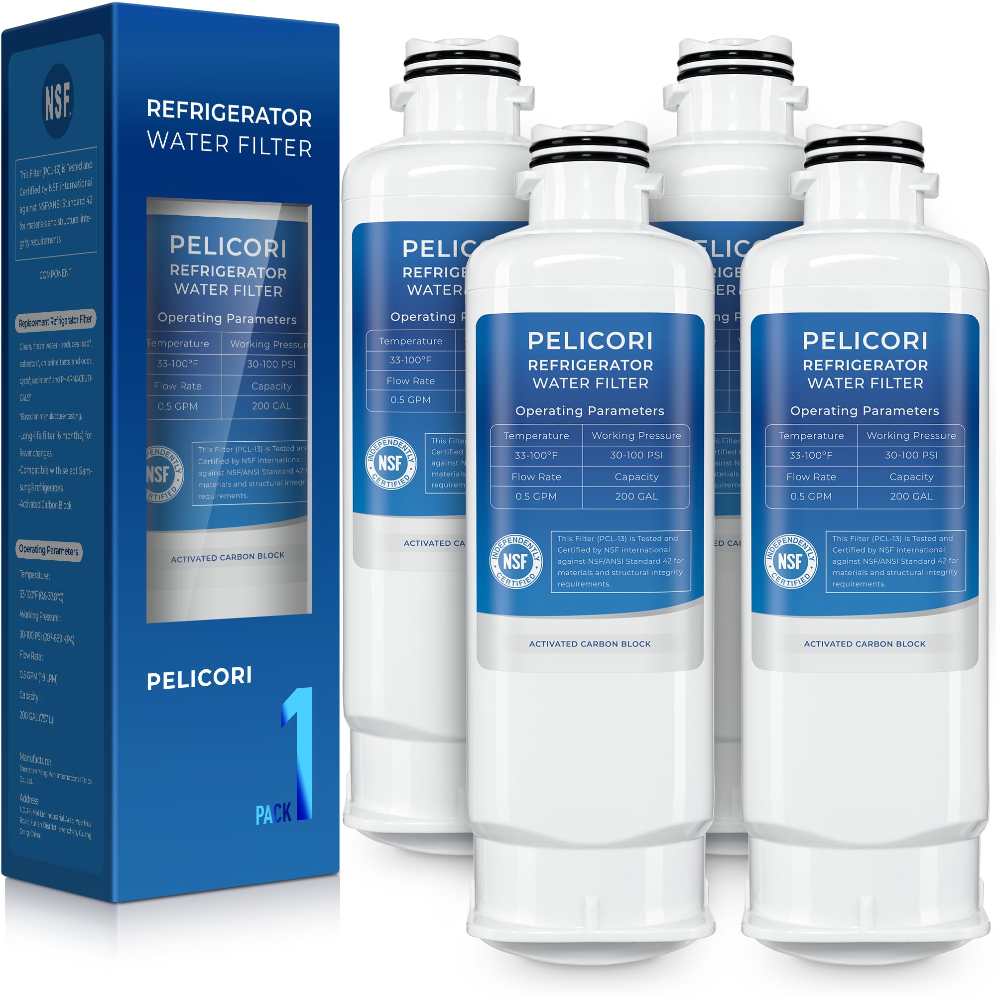 RS27T5200SR Water Filter Compatible with RF29BB860012 RF29BB8600QL RF29DB9600QL RF28R7351SR RF30BB660012 RF30BB6600QL RF32CG5400SR RF32CG5900SR RS22T5201SR Water Filter 4 Pack