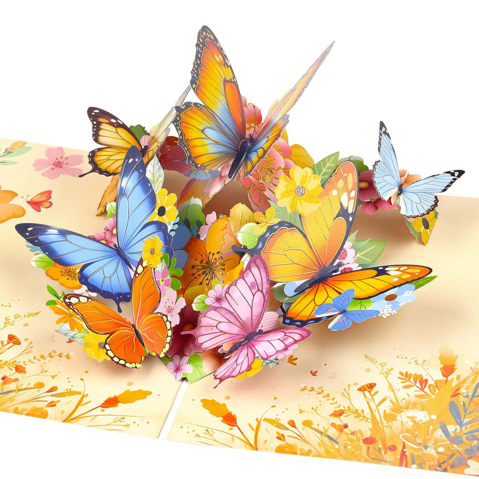 YooxArmor Butterfly & Flower 3D Pop Up Birthday Card for Women with Envelope,Handmade Floral Greeting Card for Mother’s Day,Birthday,Anniversary,Valentine’s Day,Thank You Gift for Her Mum Wife