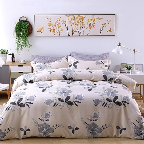 Miniatura 1 de Juego de funda de edredón lavada, 3 piezas, ultra suave, doble cepillado, microfibra con cierre de cremallera (1 funda de edredón + 2 fundas de