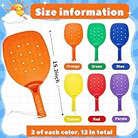 Vista 4 de Plastic Paddleball Racket PE Equipment for Elementary School with Lanyard Classes Equipment, 15.2 x 7.5 Inches