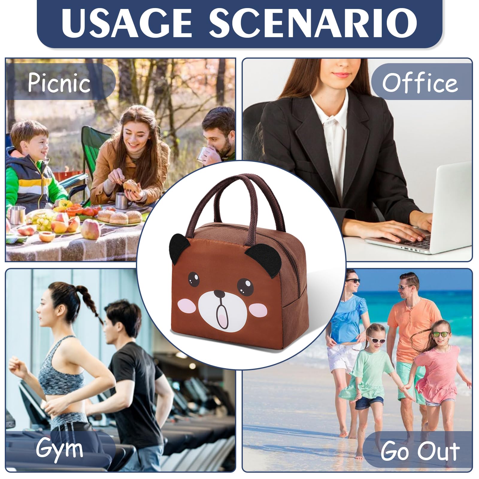 Lunch Bags Tote Cooler Bag Insulated Reusable Lunch Tote Bags Cartoon Portable Lunch Box Bag for Work Office — view 9