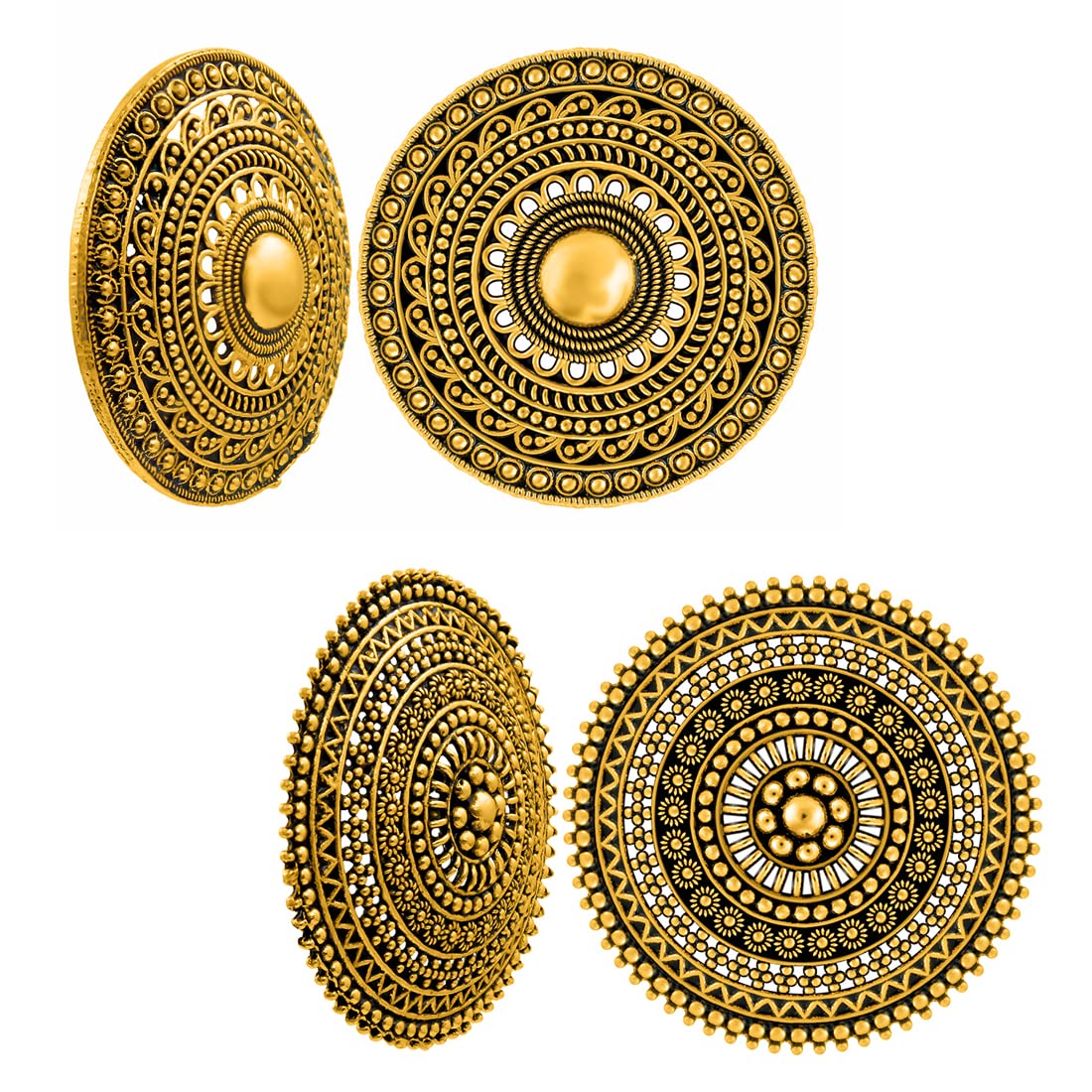 Nakabh Combo of 2 Oxidised Gold Plated Tops Earrings for Women (Pack of 2 Pairs) (Design 3) (B09MTZY888) Amazon Price History, Amazon Price Tracker