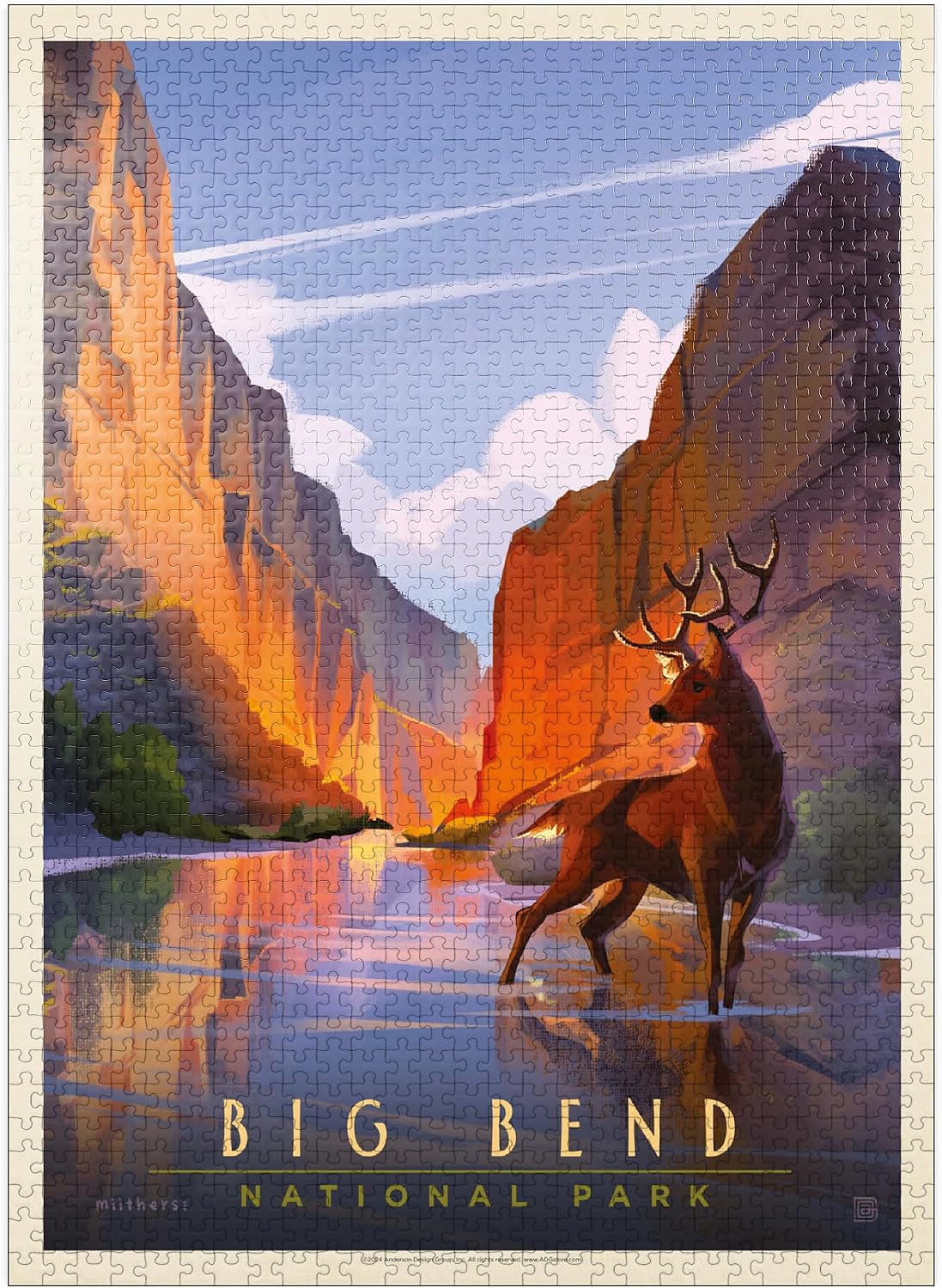 MyPuzzle Big Bend National Park: Made in The Shade, Vintage Poster - Premium 500 Piece Jigsaw Puzzle for Adults
